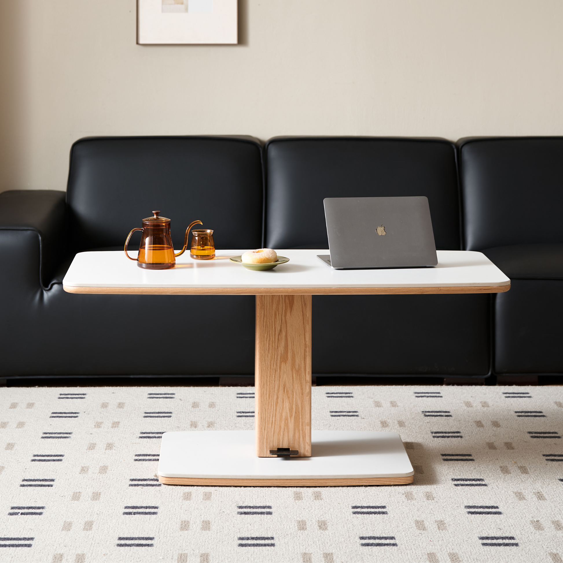 Solidwood Hemura Height-Adjustable Coffee Table with Sintered Stone Top
