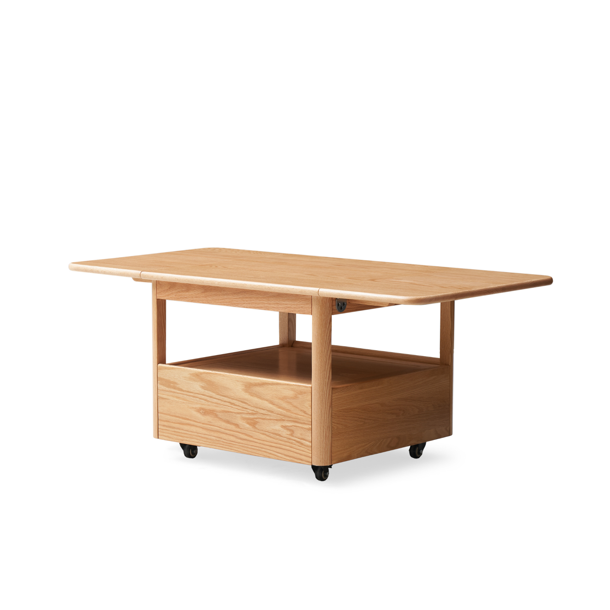 Solidwood Hemura Extendable Coffee Table on Castors, Oak