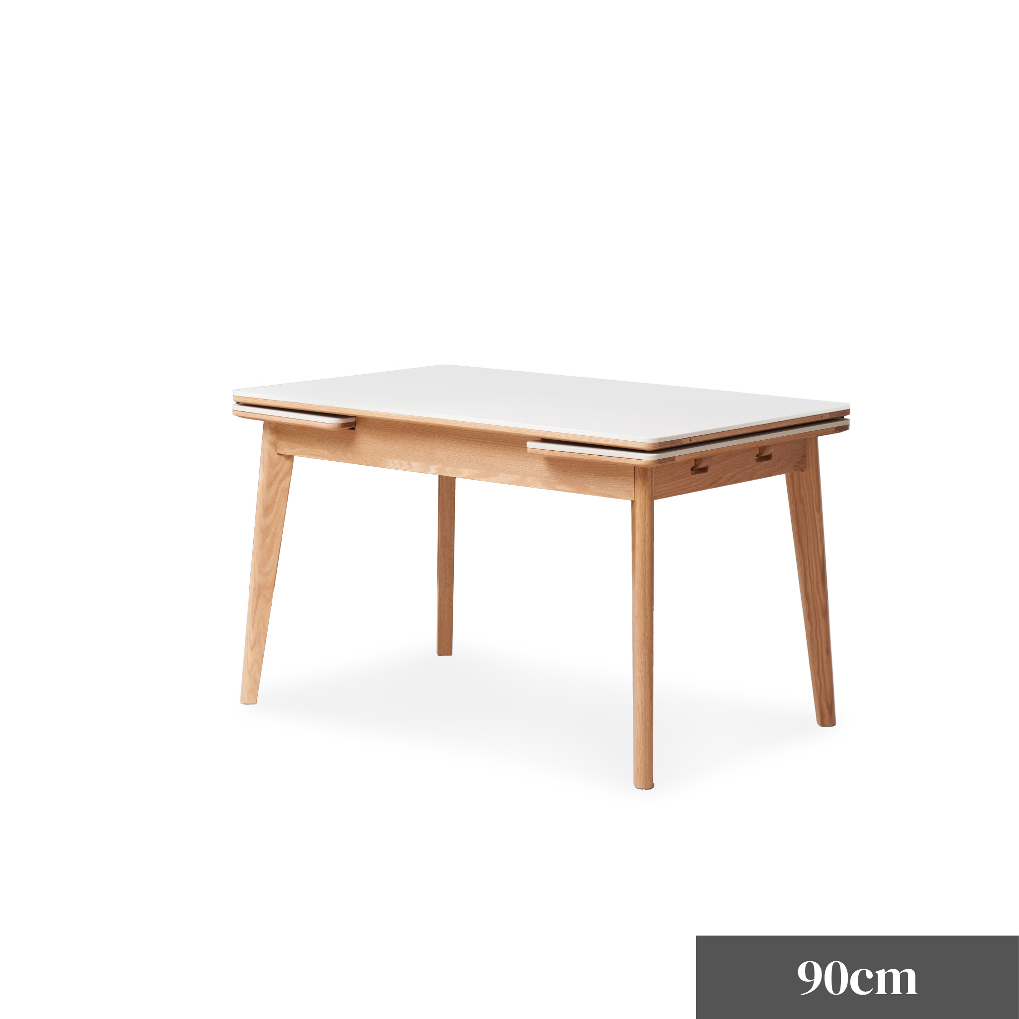Solidwood Hemura Extendable Dining Table wIth Sintered Stone Top, Oak & White