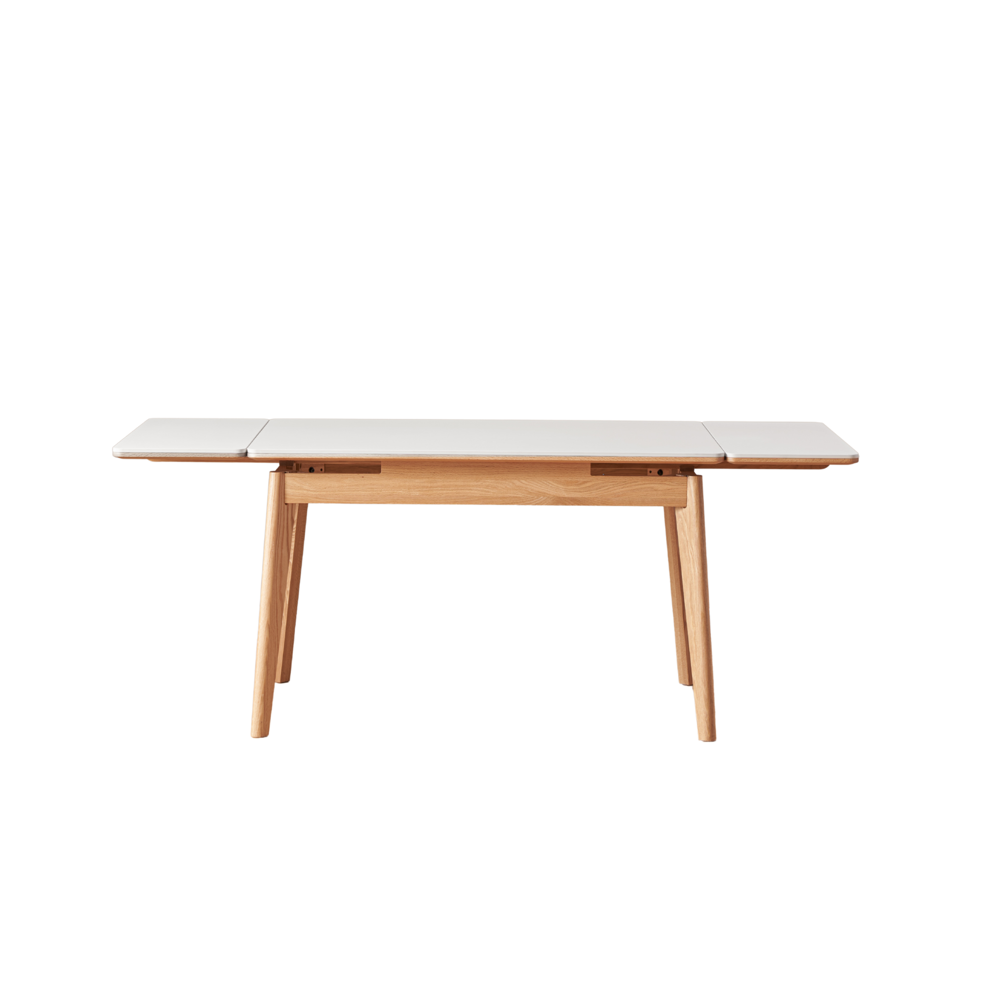 Solidwood Hemura Extendable Dining Table wIth Sintered Stone Top, Oak & White