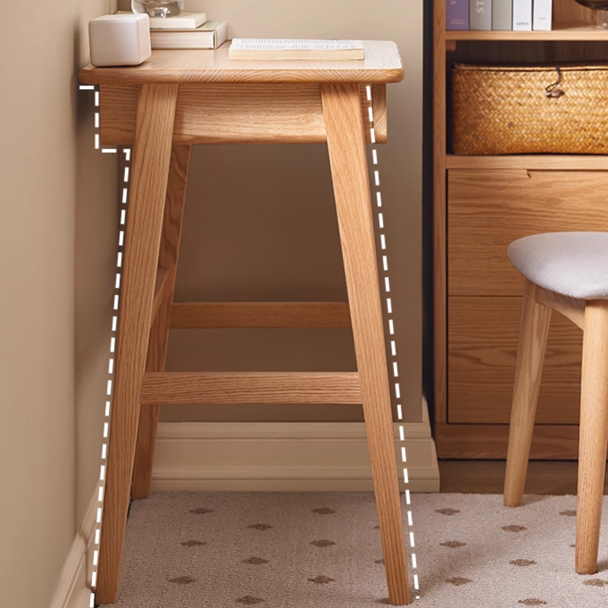 Solidwood Hemura Office Desk with 1 Drawer, Oak, 80cm