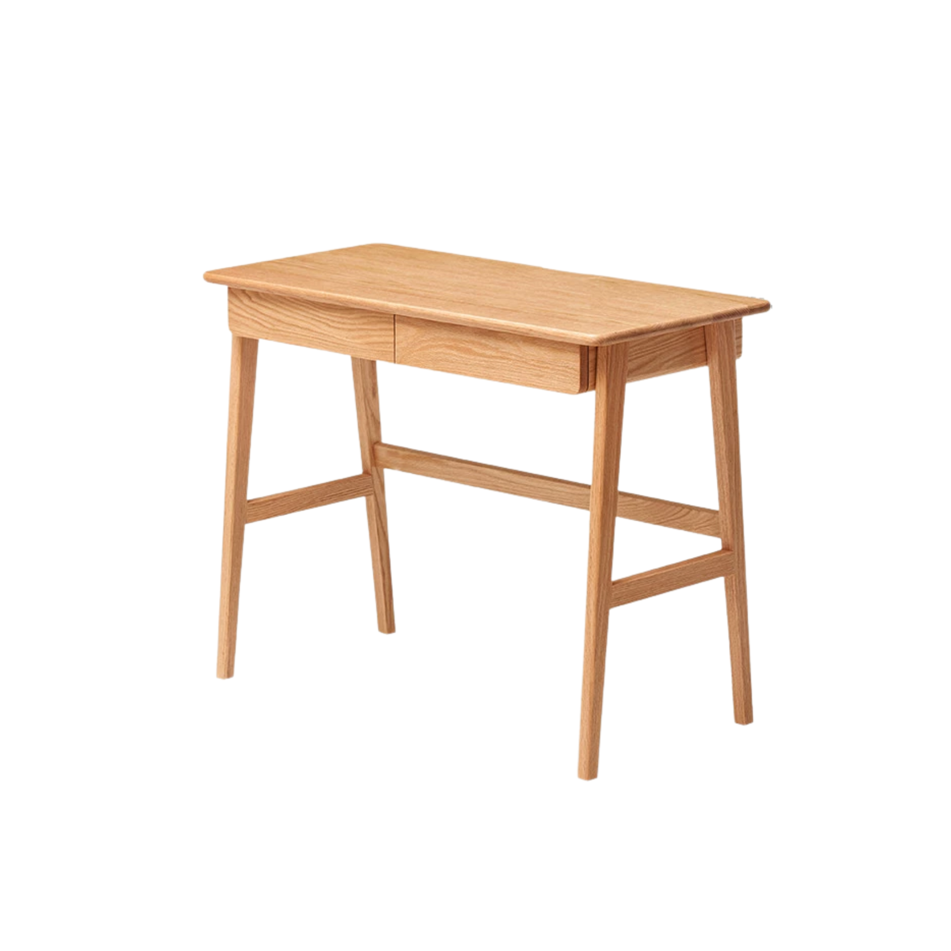 Solidwood Hemura Office Desk with 2 Drawers, Oak, 100cm