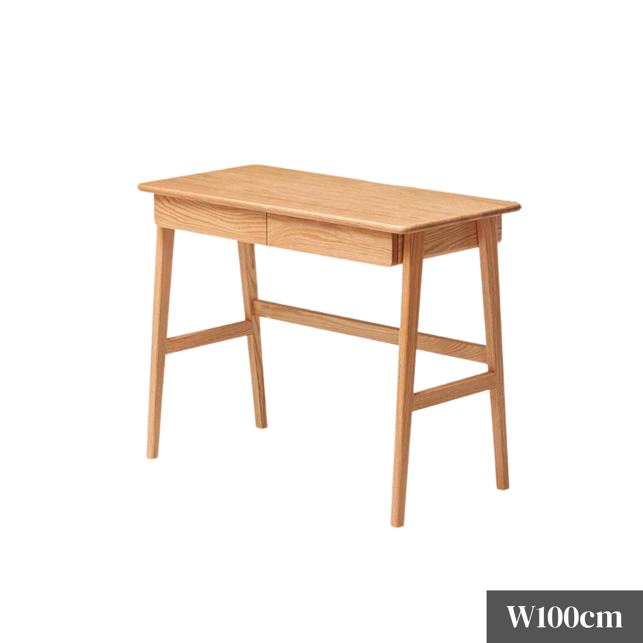 Solidwood Hemura Office Desk with 2 Drawers, Oak, 100cm