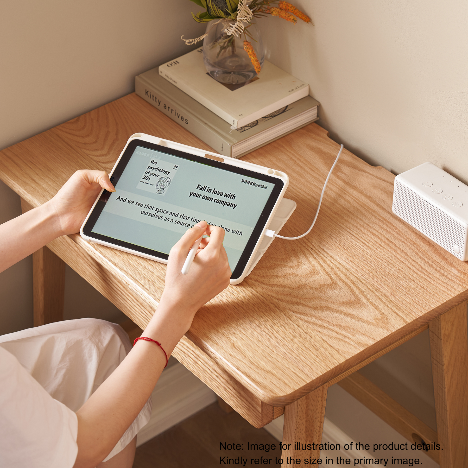 Solidwood Hemura Office Desk with 2 Drawers, Oak, 100cm