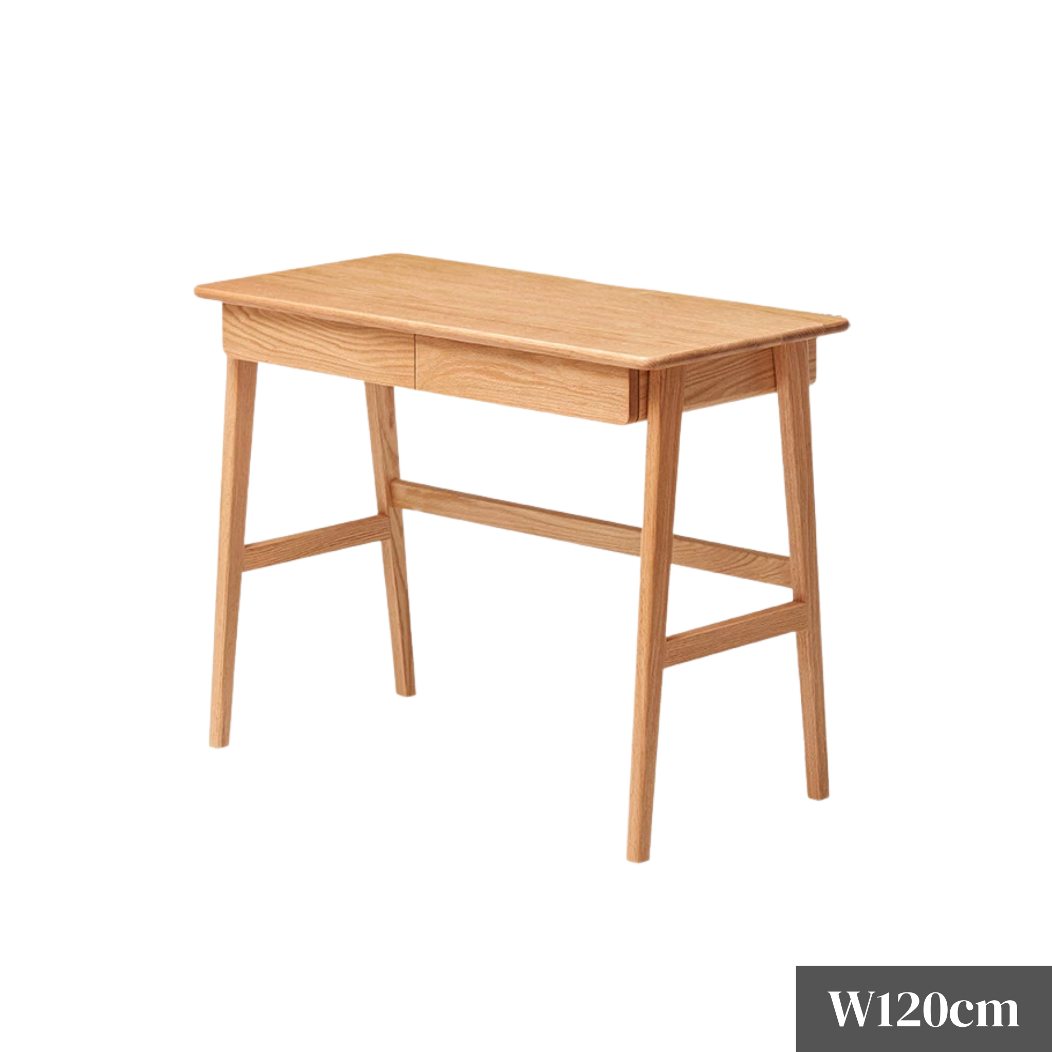 Solidwood Hemura Office Desk with 2 Drawers, Oak, 120cm