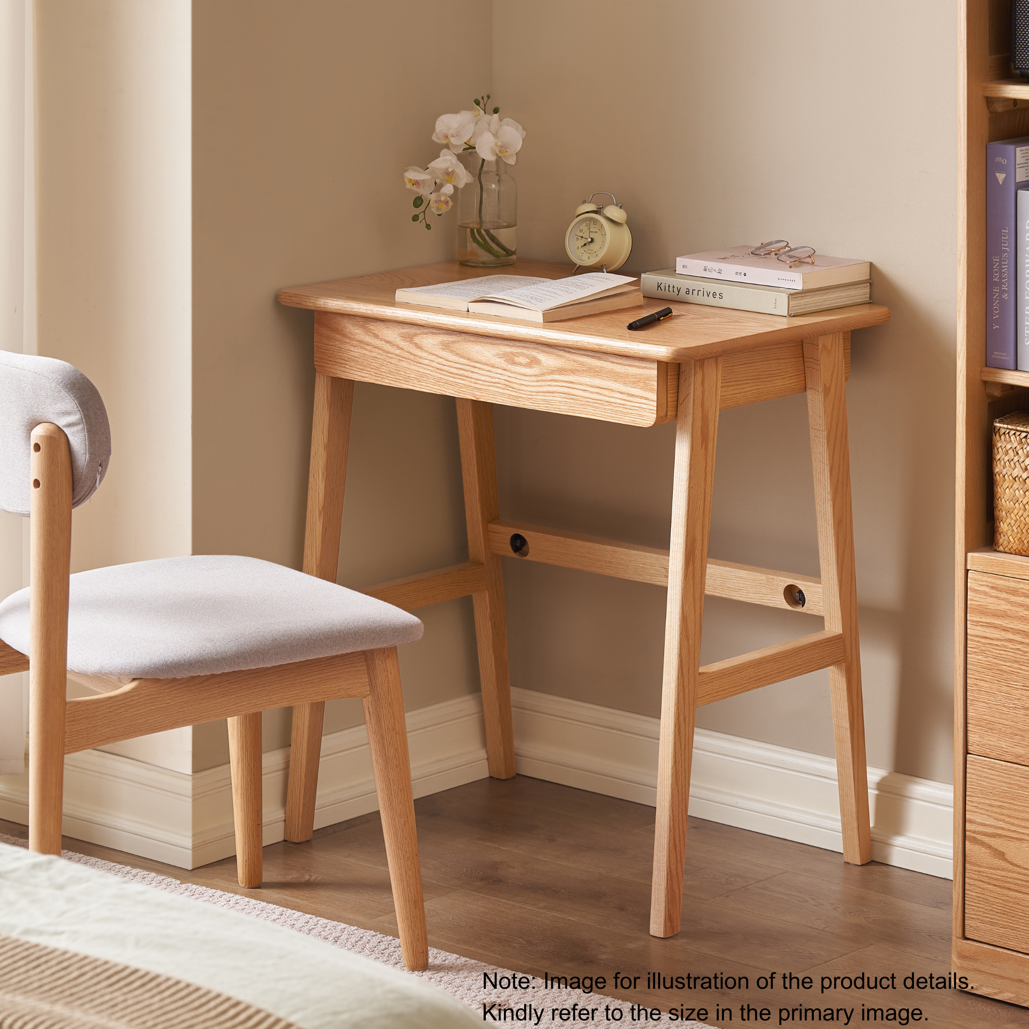 Solidwood Hemura Office Desk with 2 Drawers, Oak, 120cm