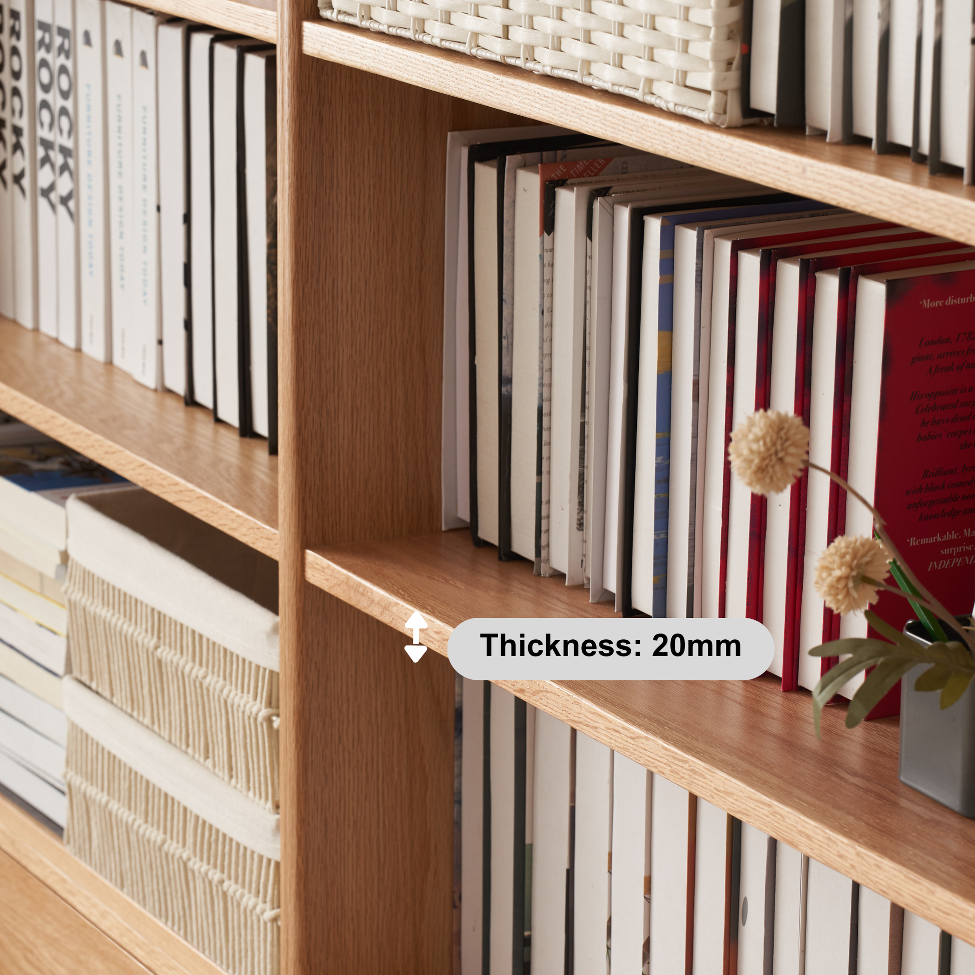 Solidwood Hemura Shelving Unit Module with 1 Drawer, Oak, 60cm