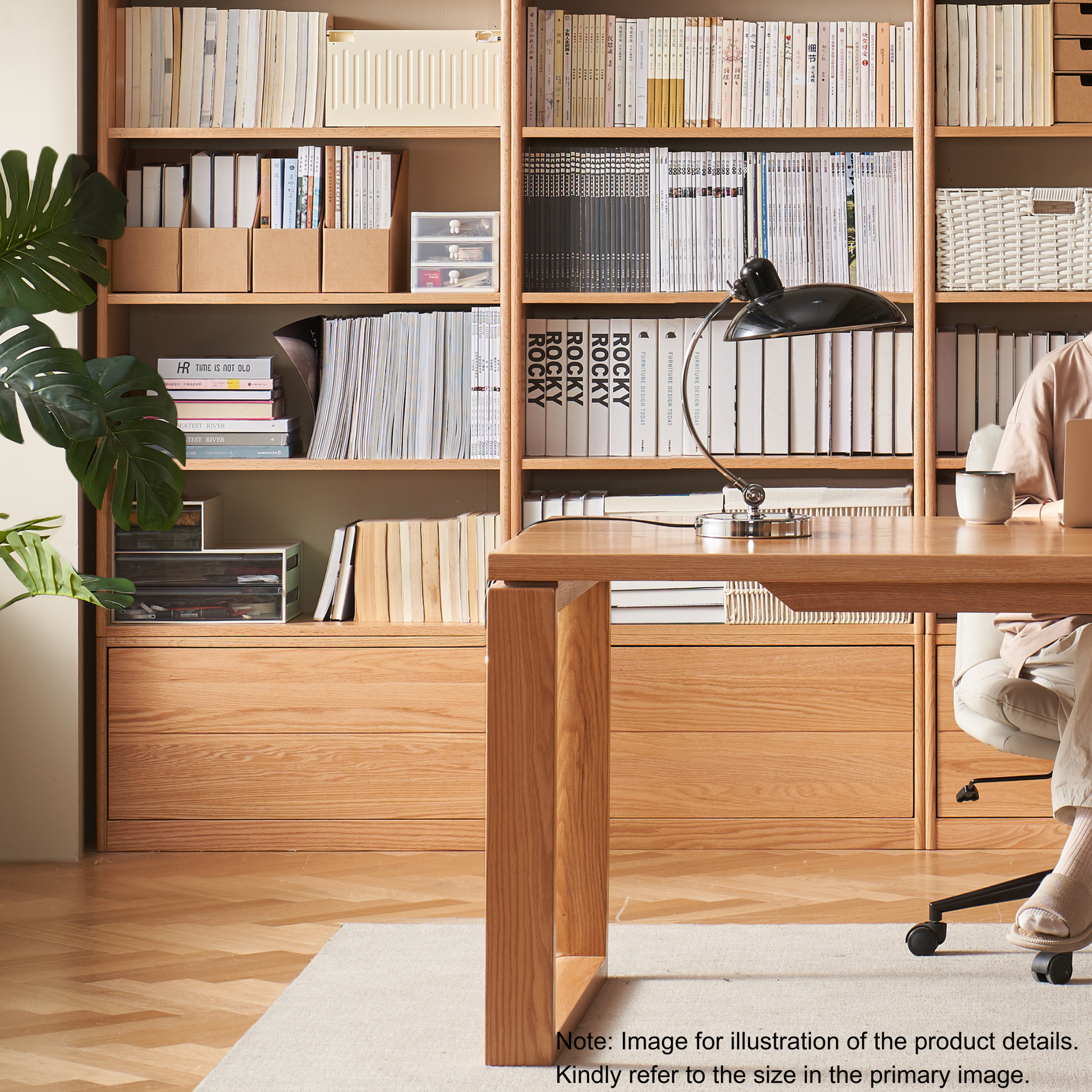 Solidwood Hemura Shelving Unit Module with 1 Drawer, Oak, 60cm