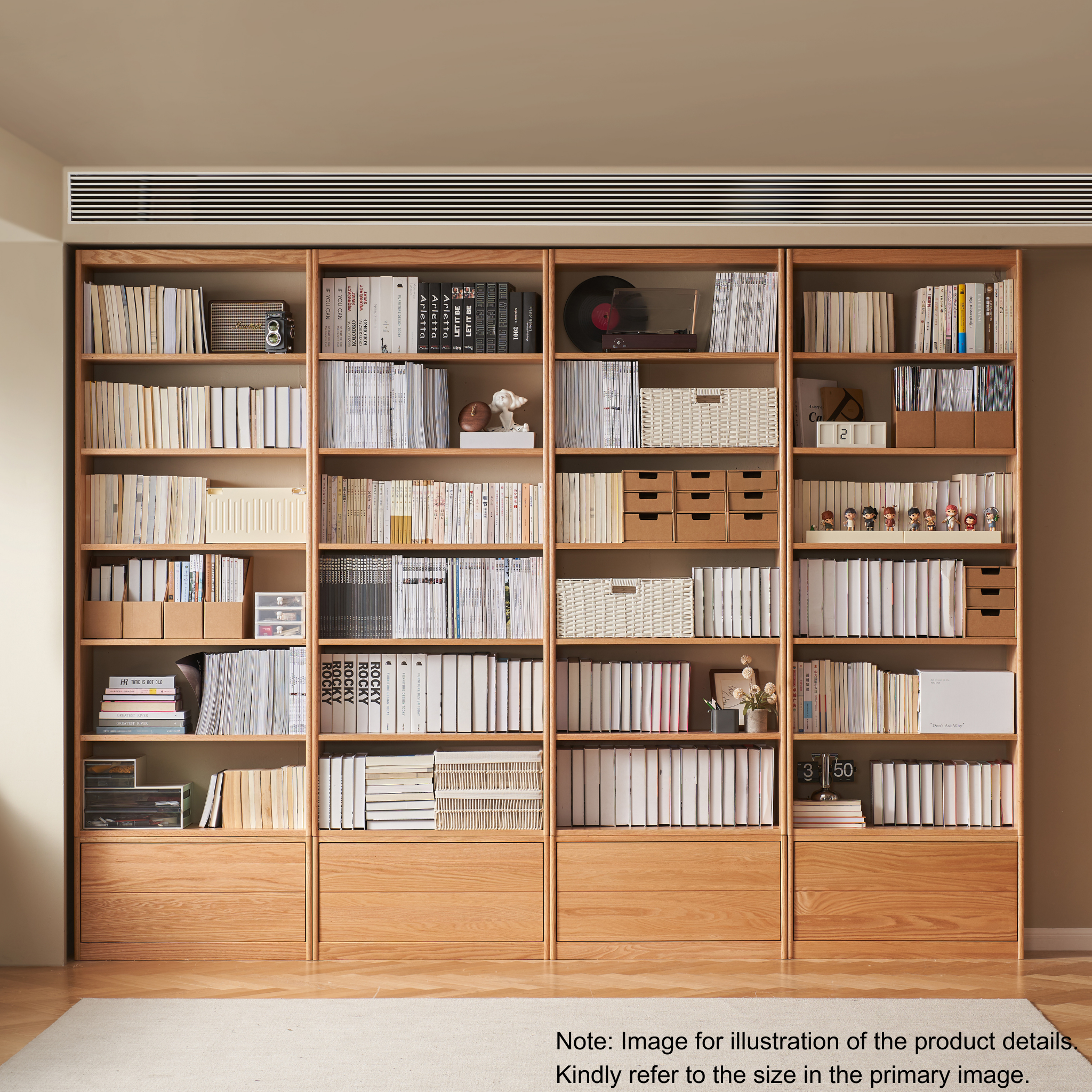 Solidwood Hemura Shelving Unit Module with 1 Drawer, Oak, 60cm