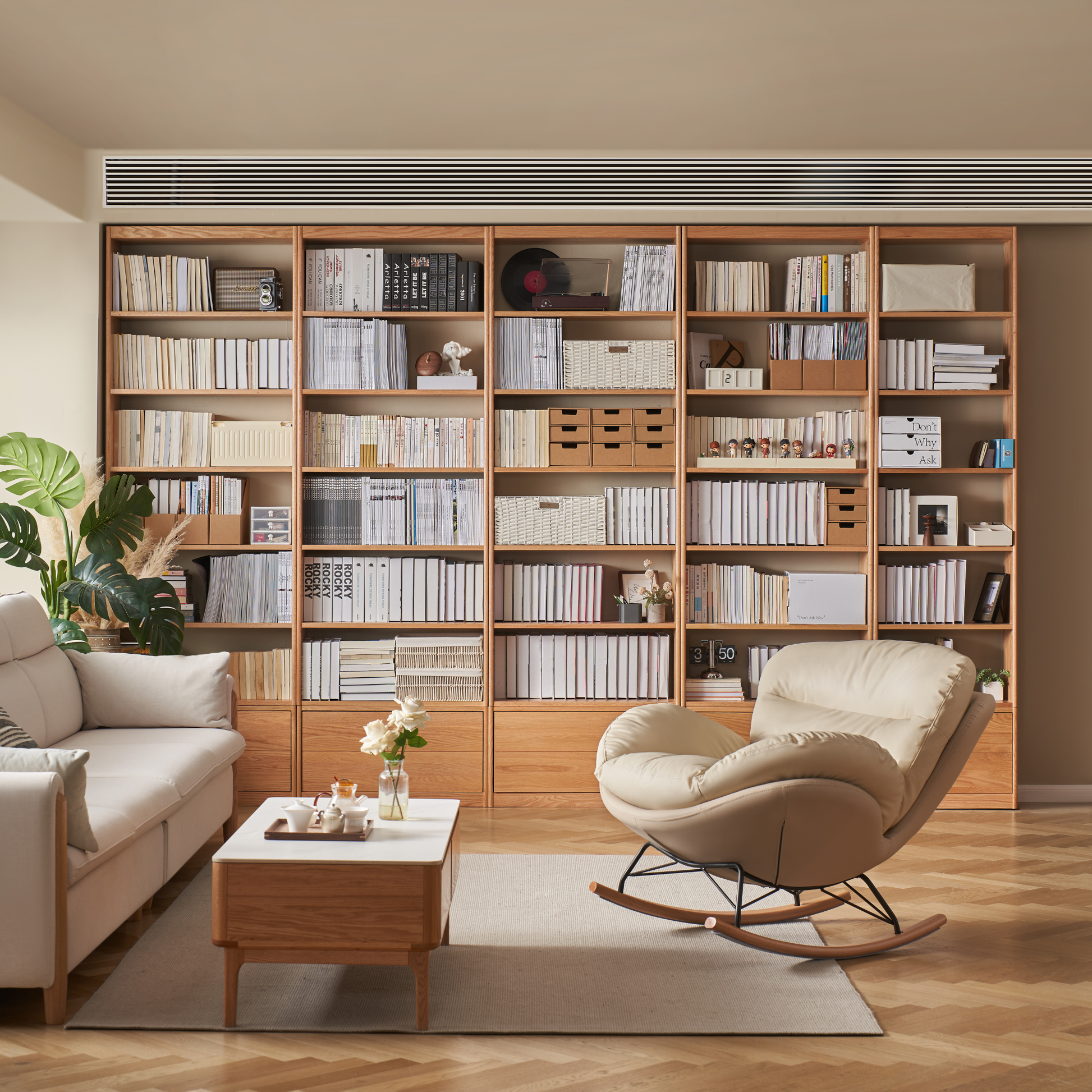 Solidwood Hemura Shelving Unit Module with 1 Drawer, Oak, 80cm