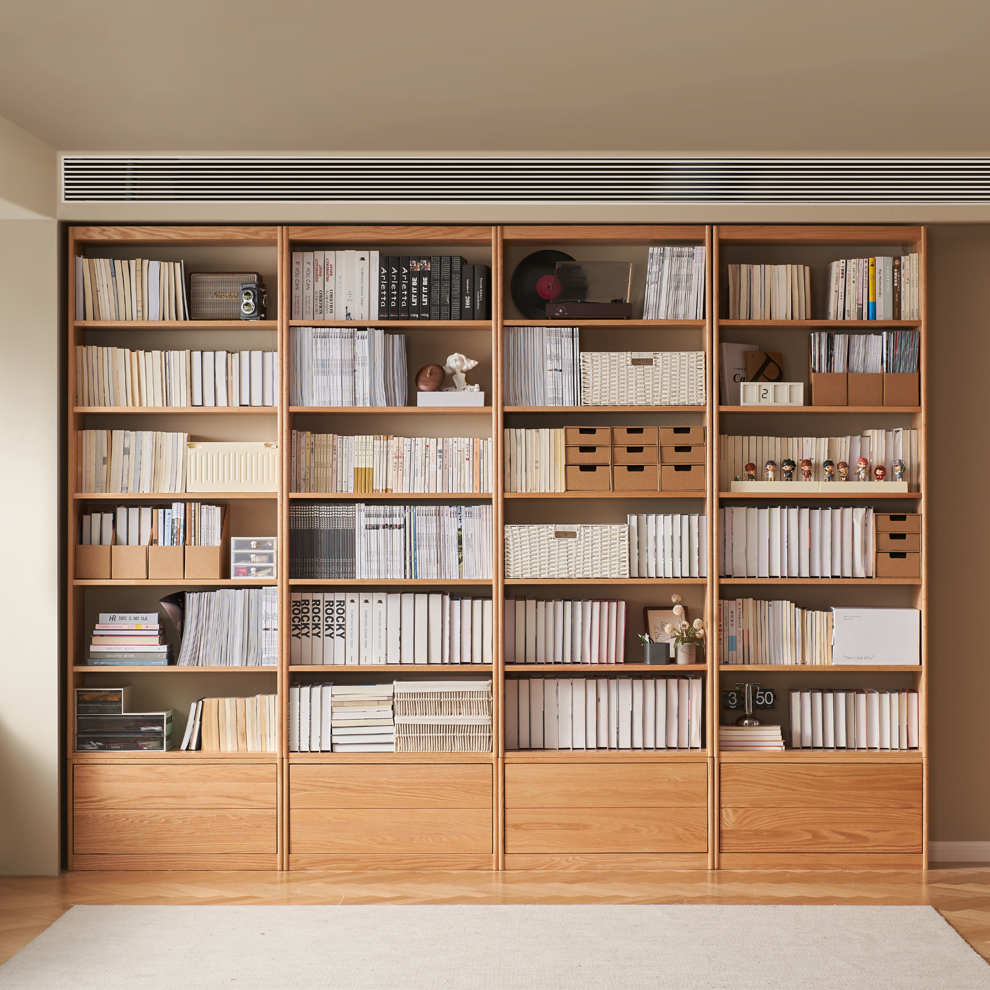 Solidwood Hemura Shelving Unit Module with 1 Drawer, Oak, 80cm