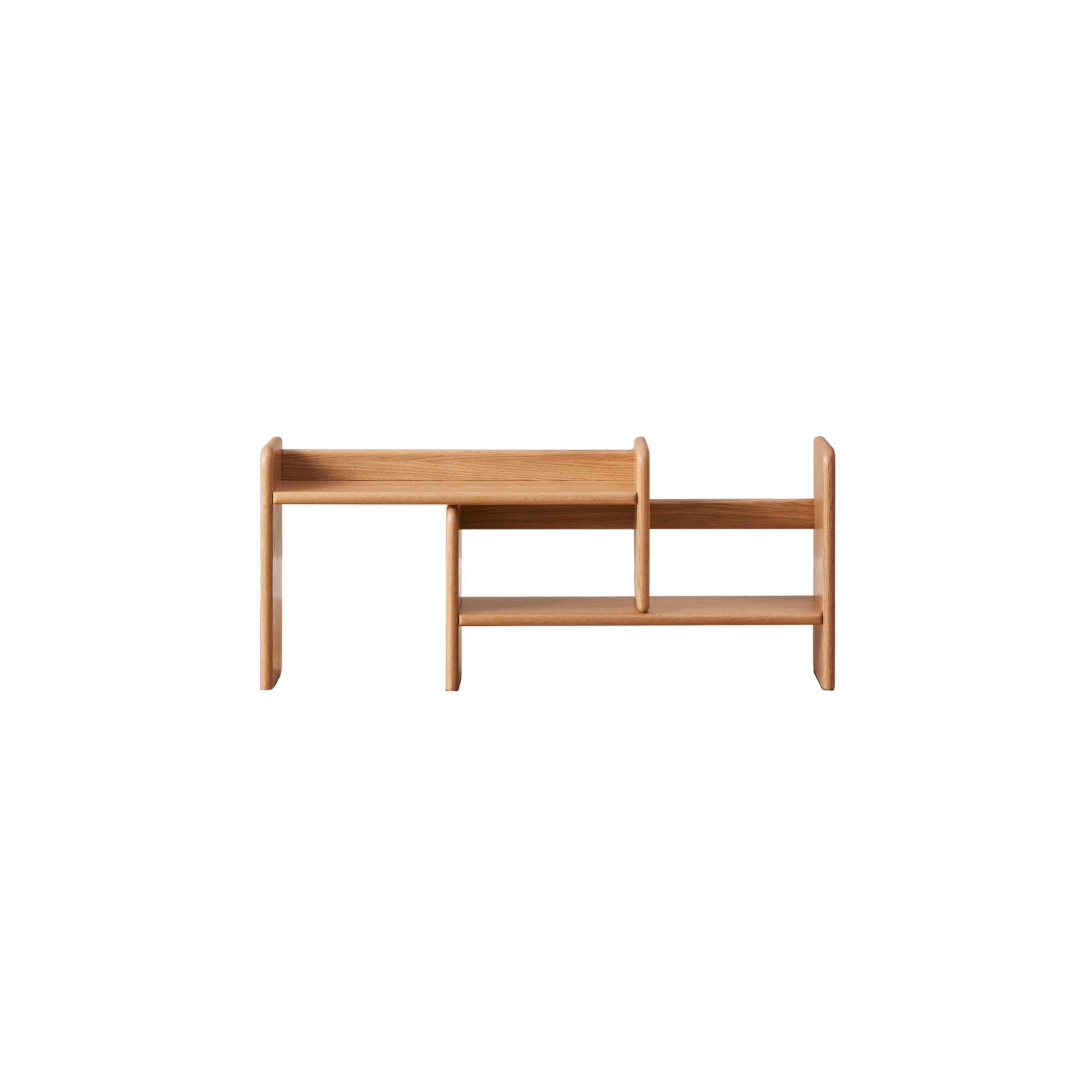 Solidwood Hemura Expandable Desktop Bookshelf, Oak