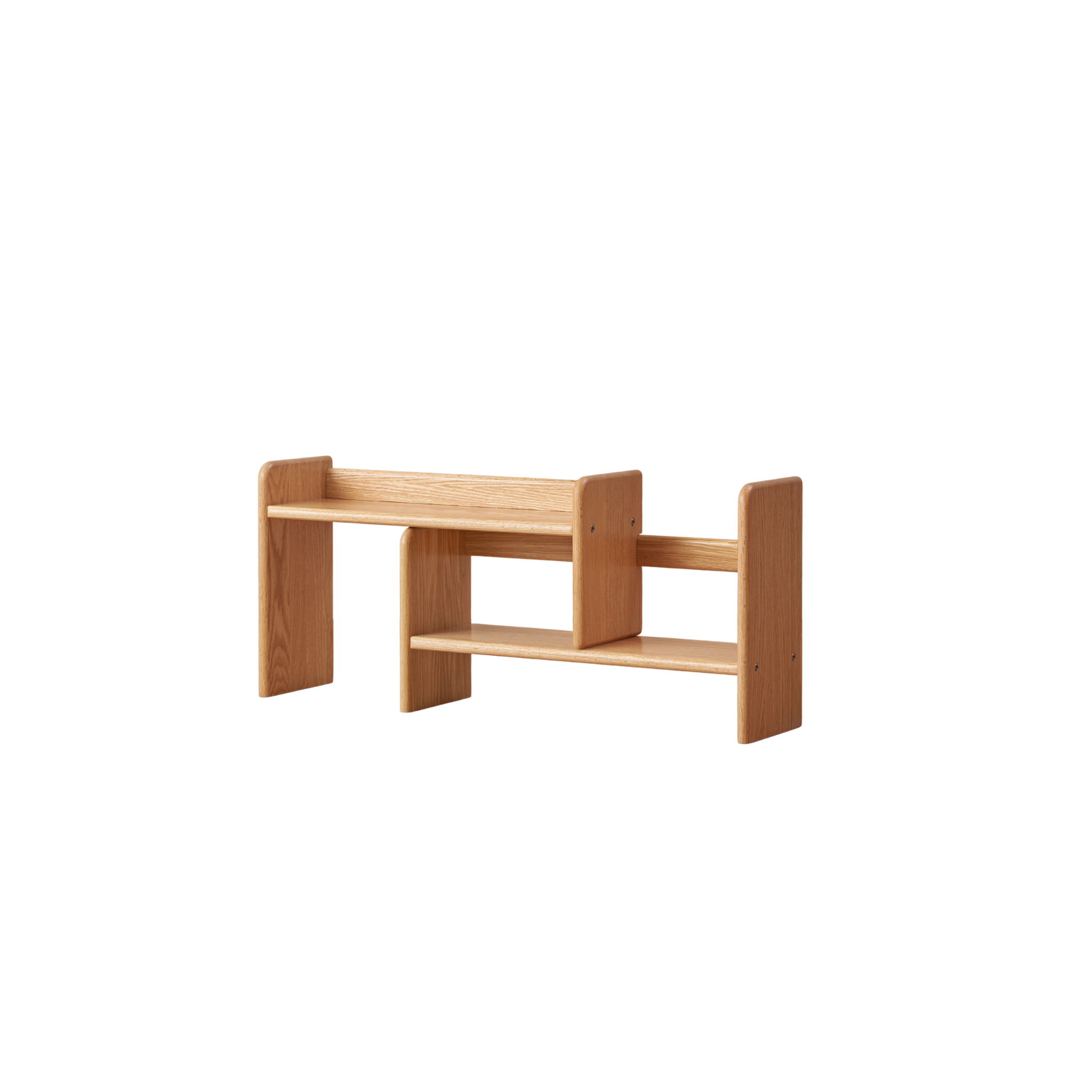 Solidwood Hemura Expandable Desktop Bookshelf, Oak