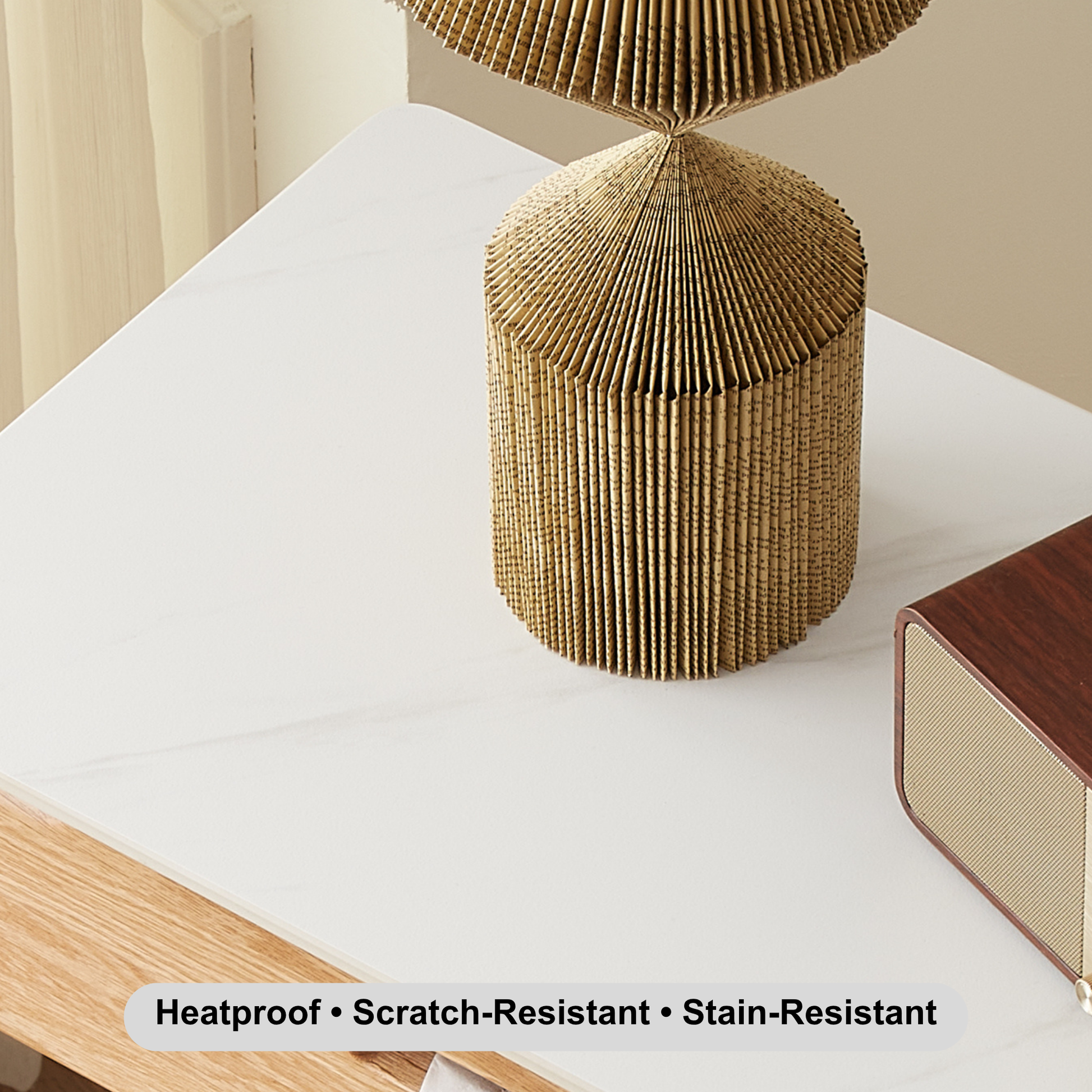 Solidwood Hemura Side Table with Sintered Stone Top