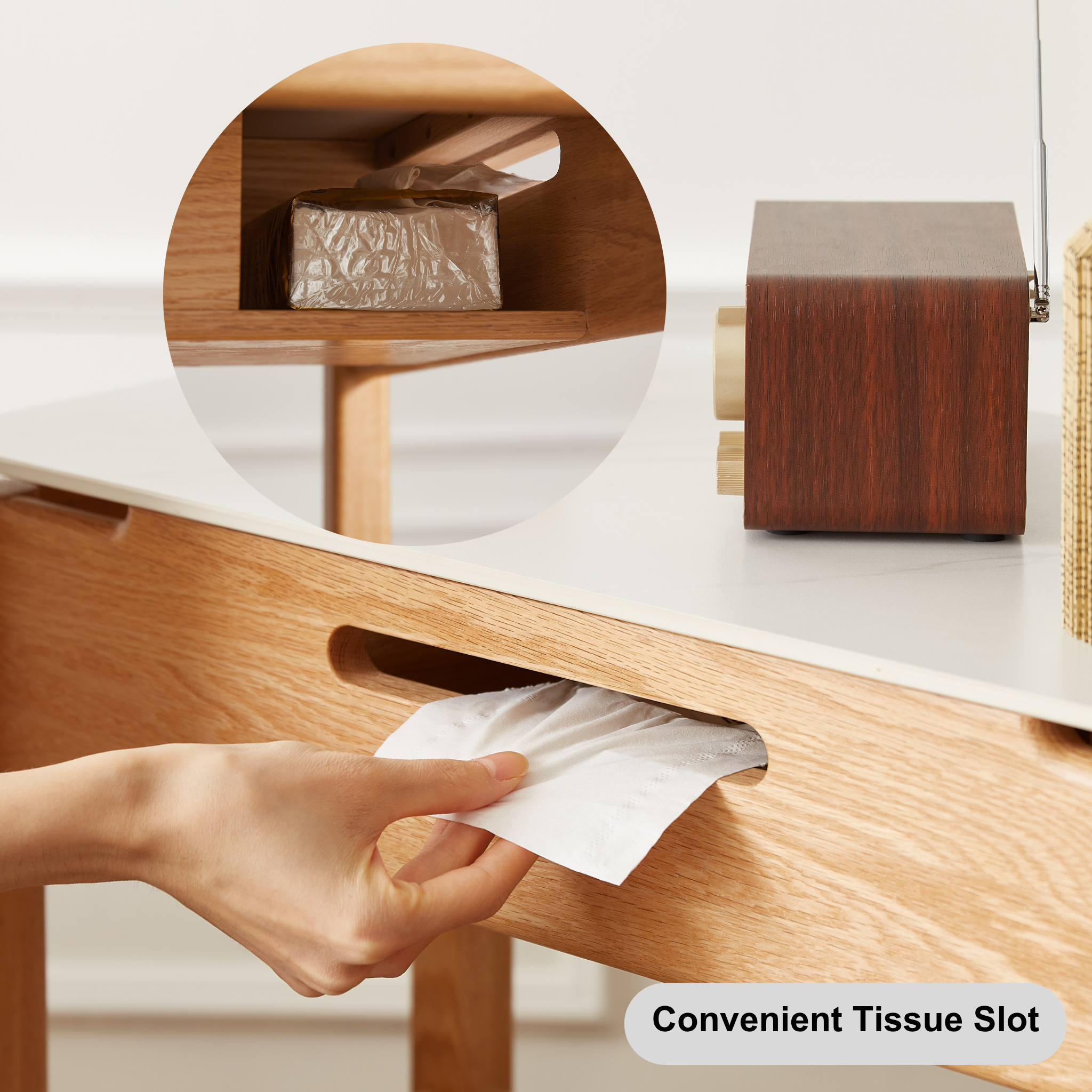 Solidwood Hemura Side Table with Sintered Stone Top