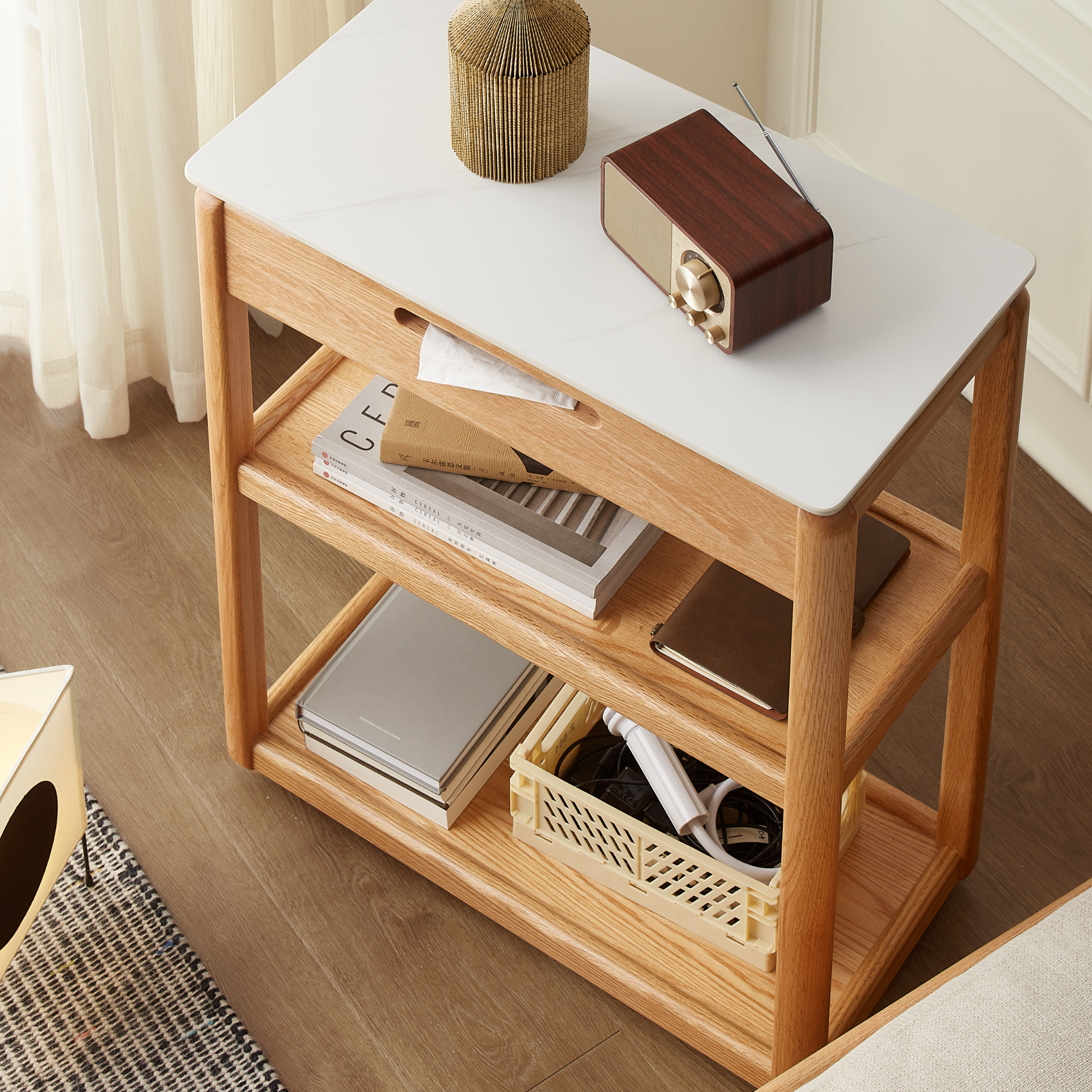 Solidwood Hemura Side Table with Sintered Stone Top