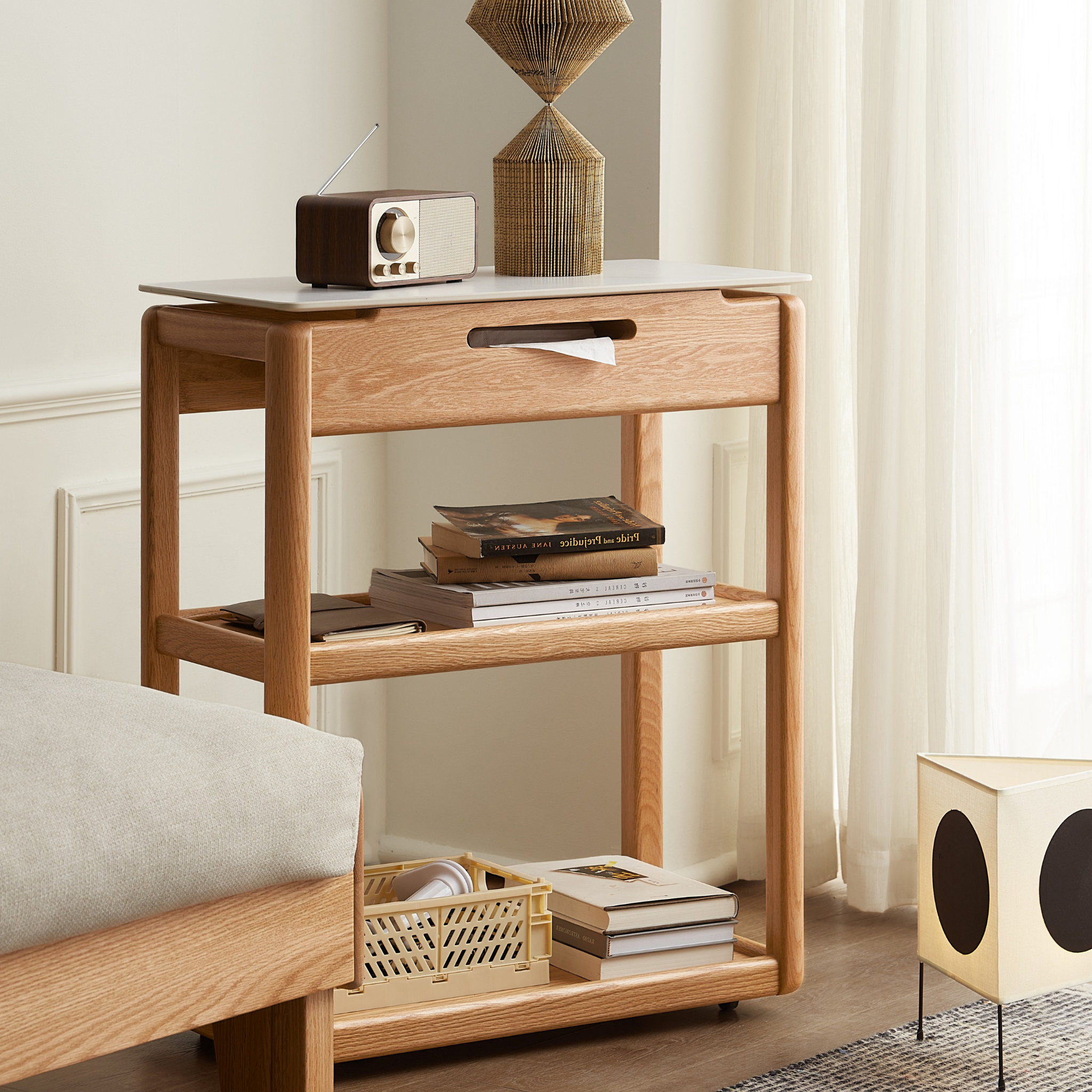 Solidwood Hemura Side Table with Sintered Stone Top
