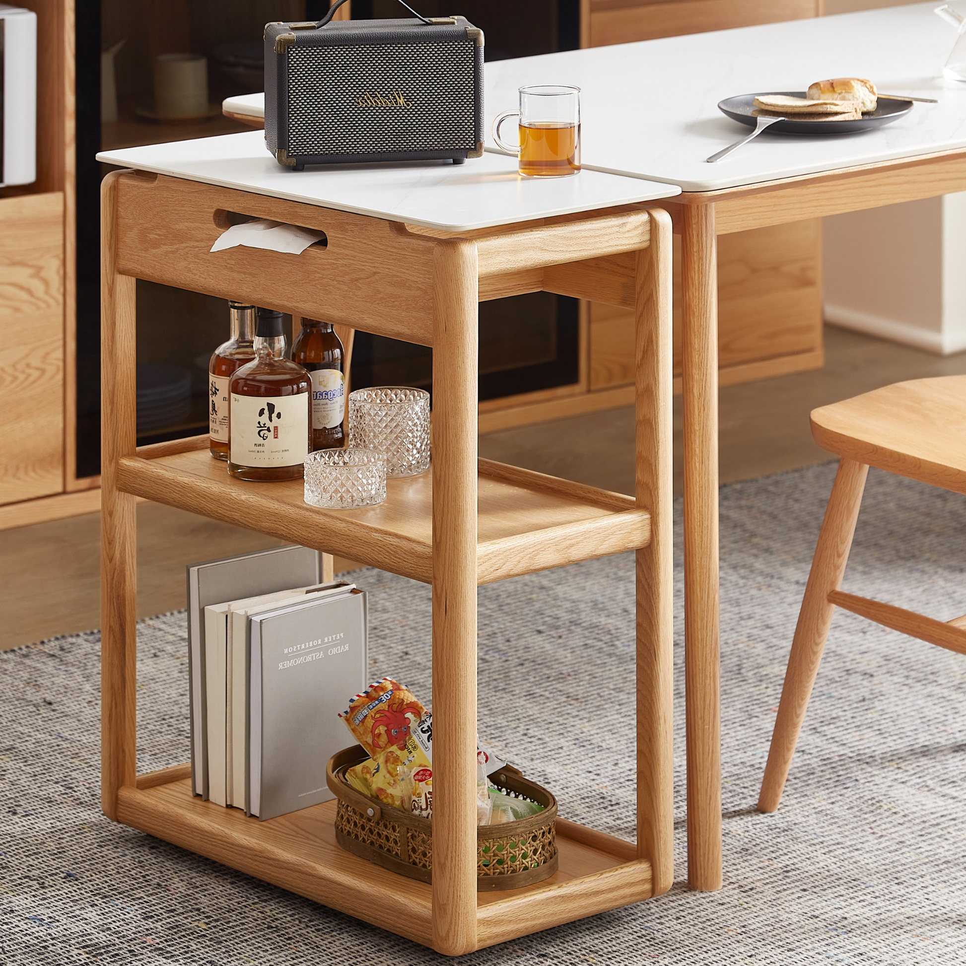 Solidwood Hemura Side Table with Sintered Stone Top