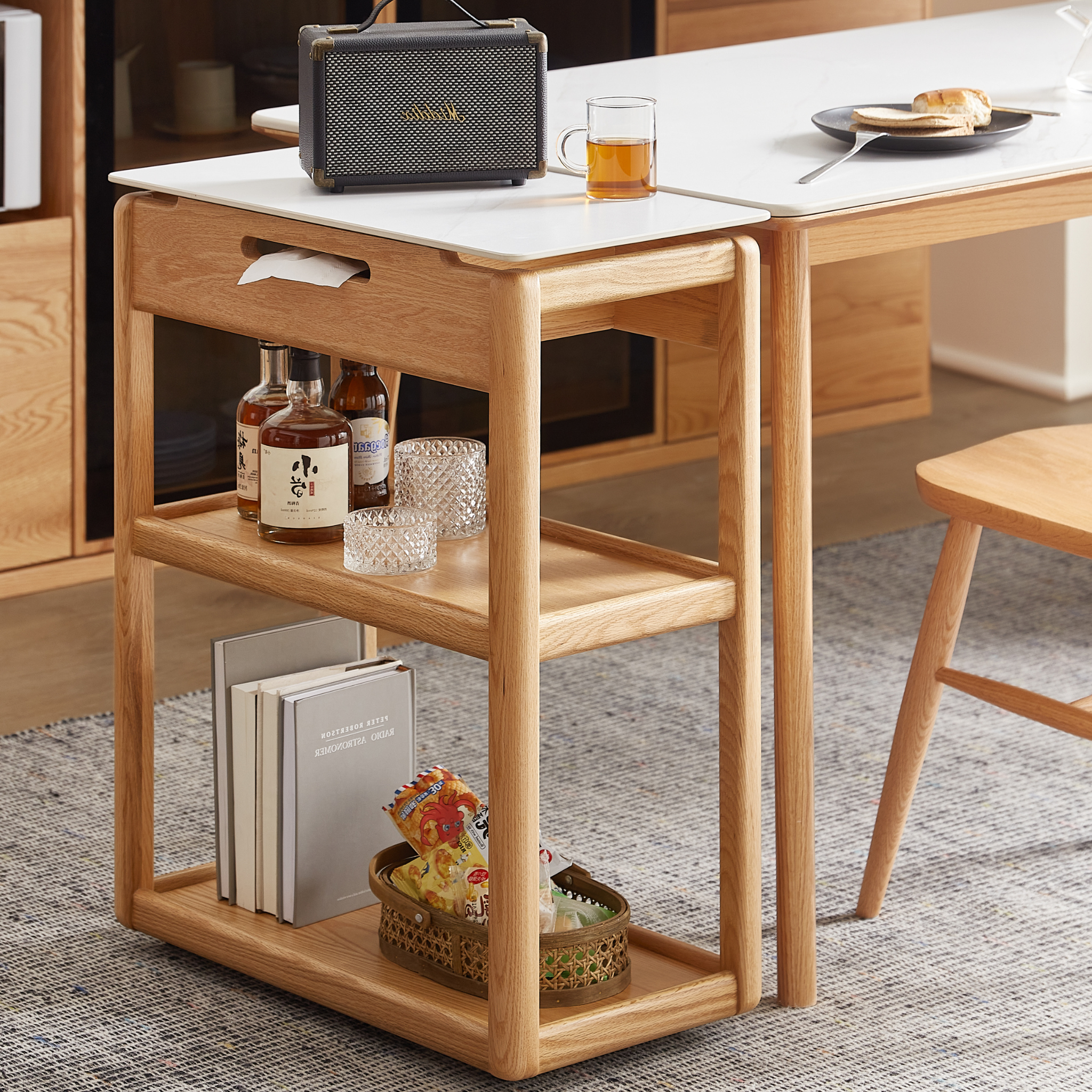 Solidwood Hemura Side Table with Sintered Stone Top