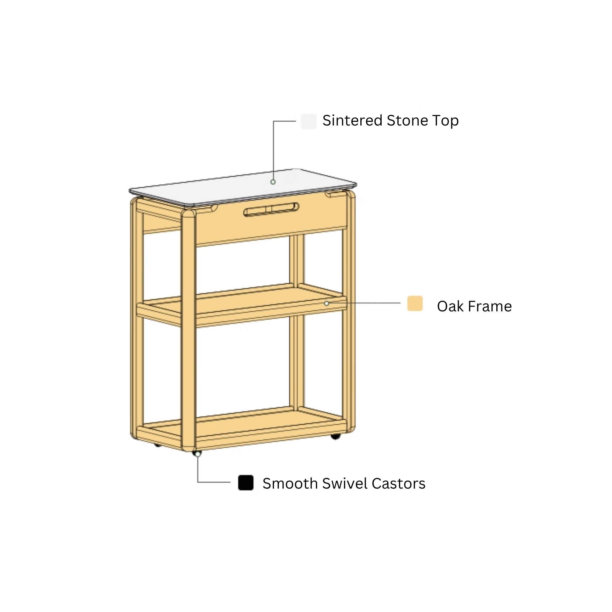Solidwood Hemura Side Table with Sintered Stone Top