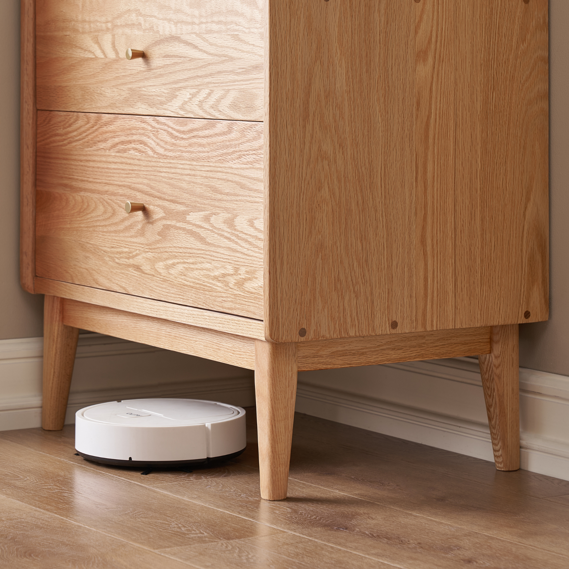 Solidwood Hemura Tall Sideboard with Pegboard, Oak