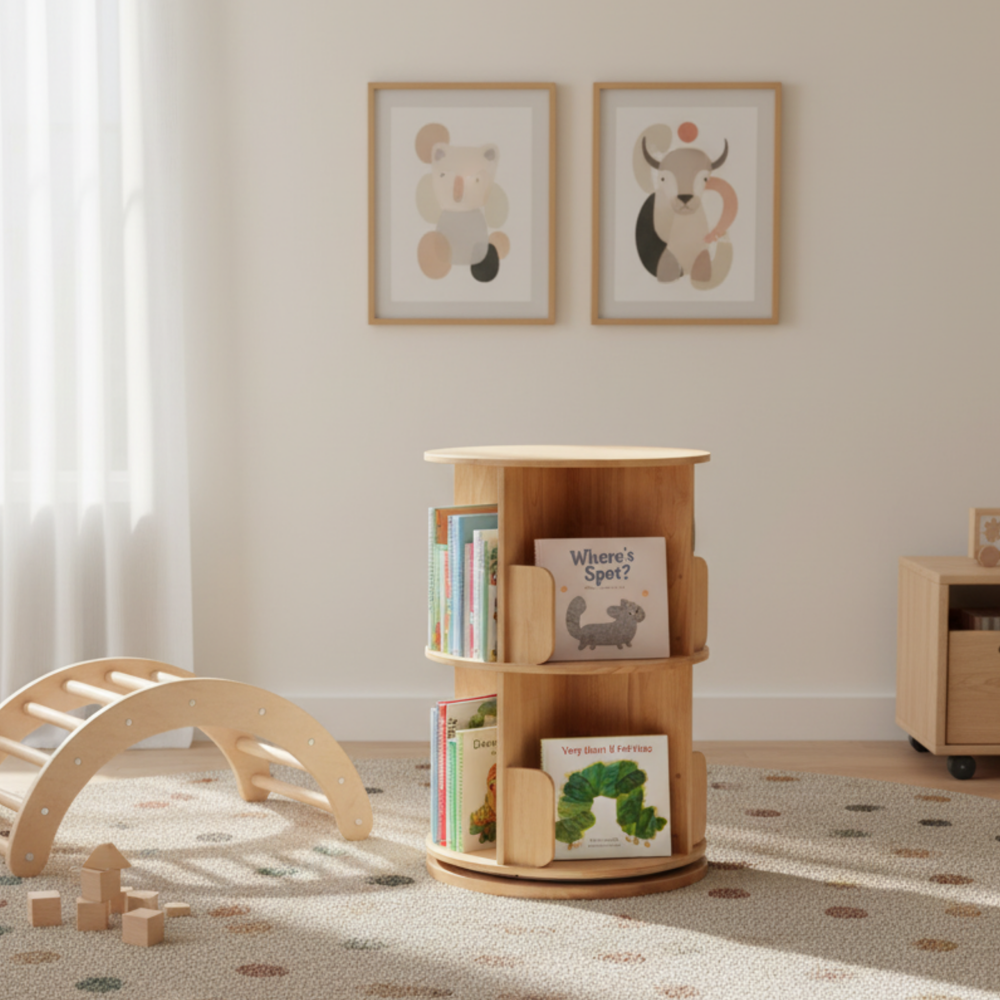 Solidwood Jinova 2-Tier Rotatable Bookshelf