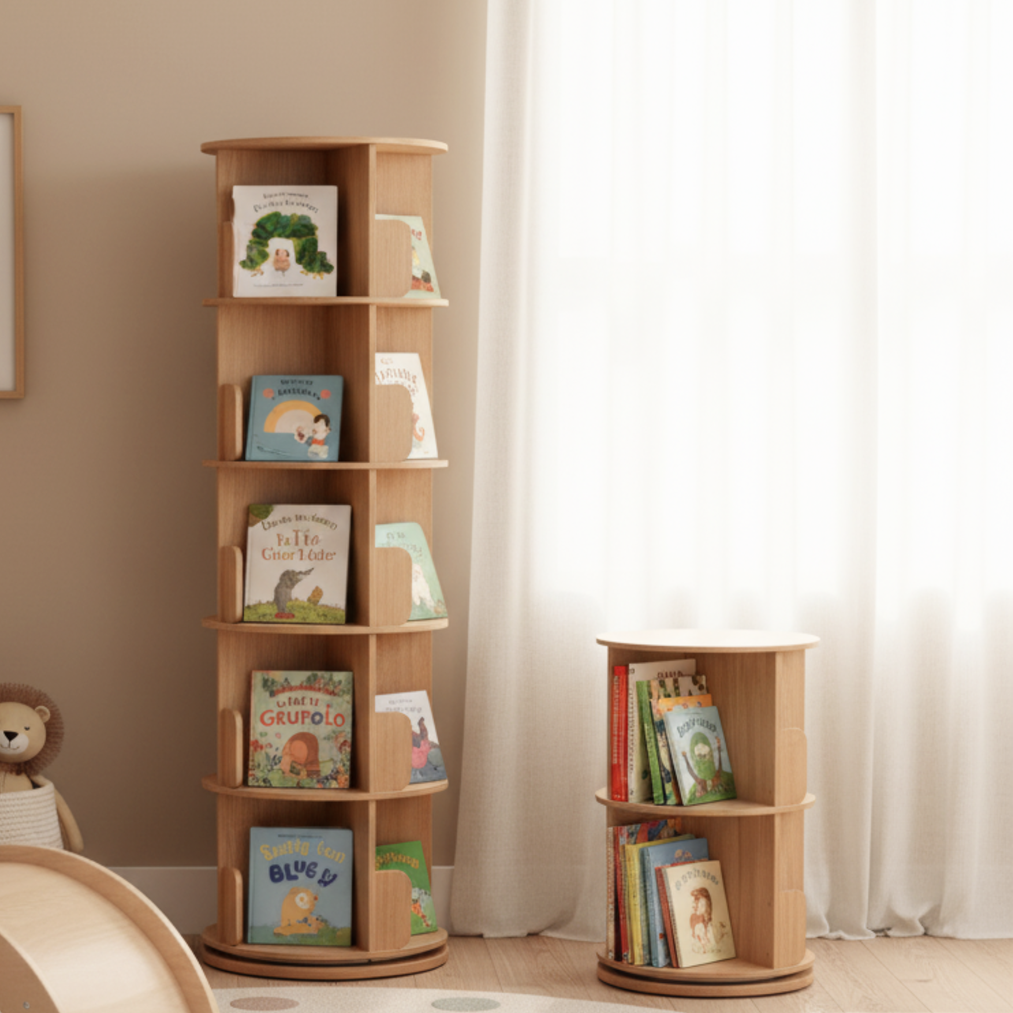 Solidwood Jinova 2-Tier Rotatable Bookshelf