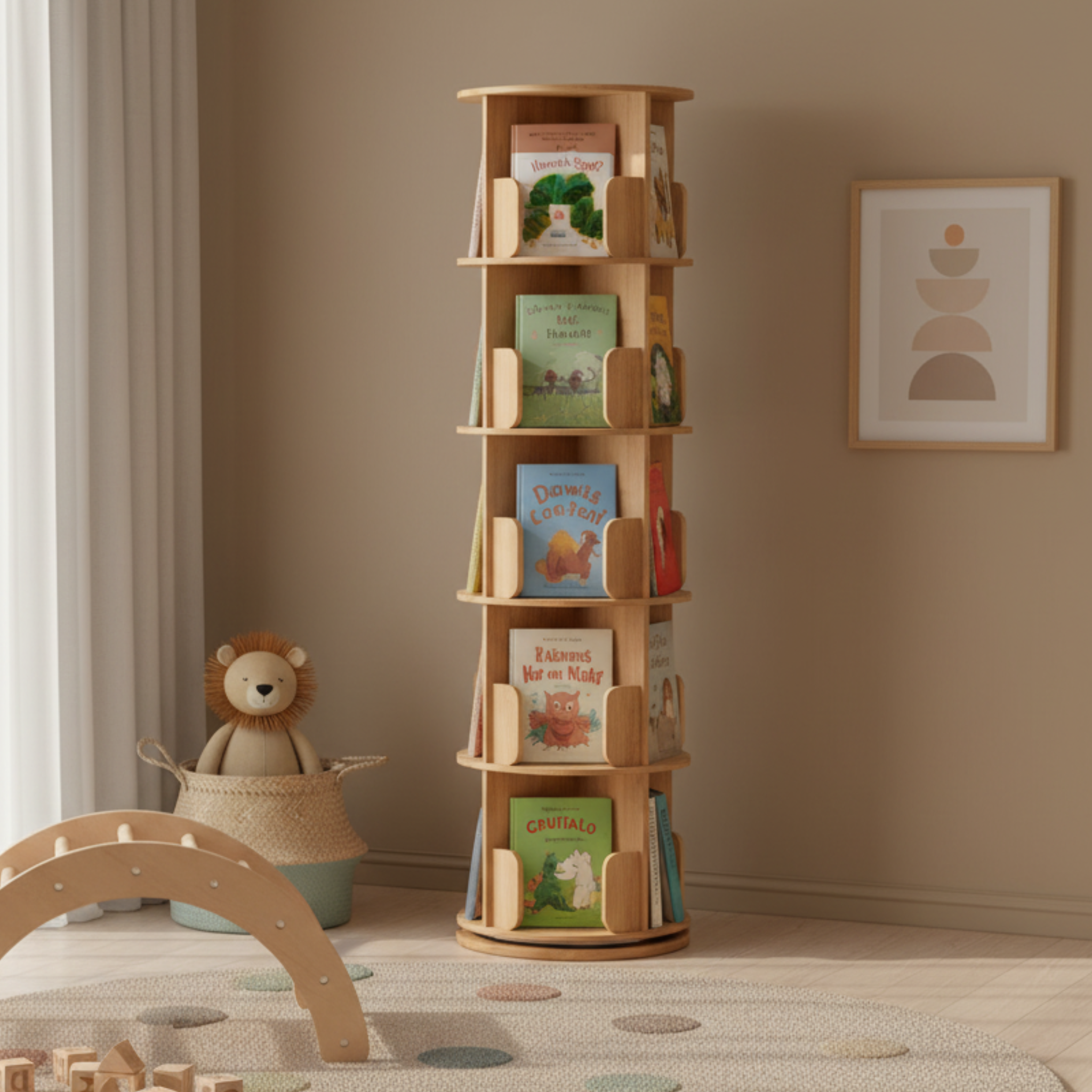Solidwood Jinova 5-Tier Rotatable Bookshelf