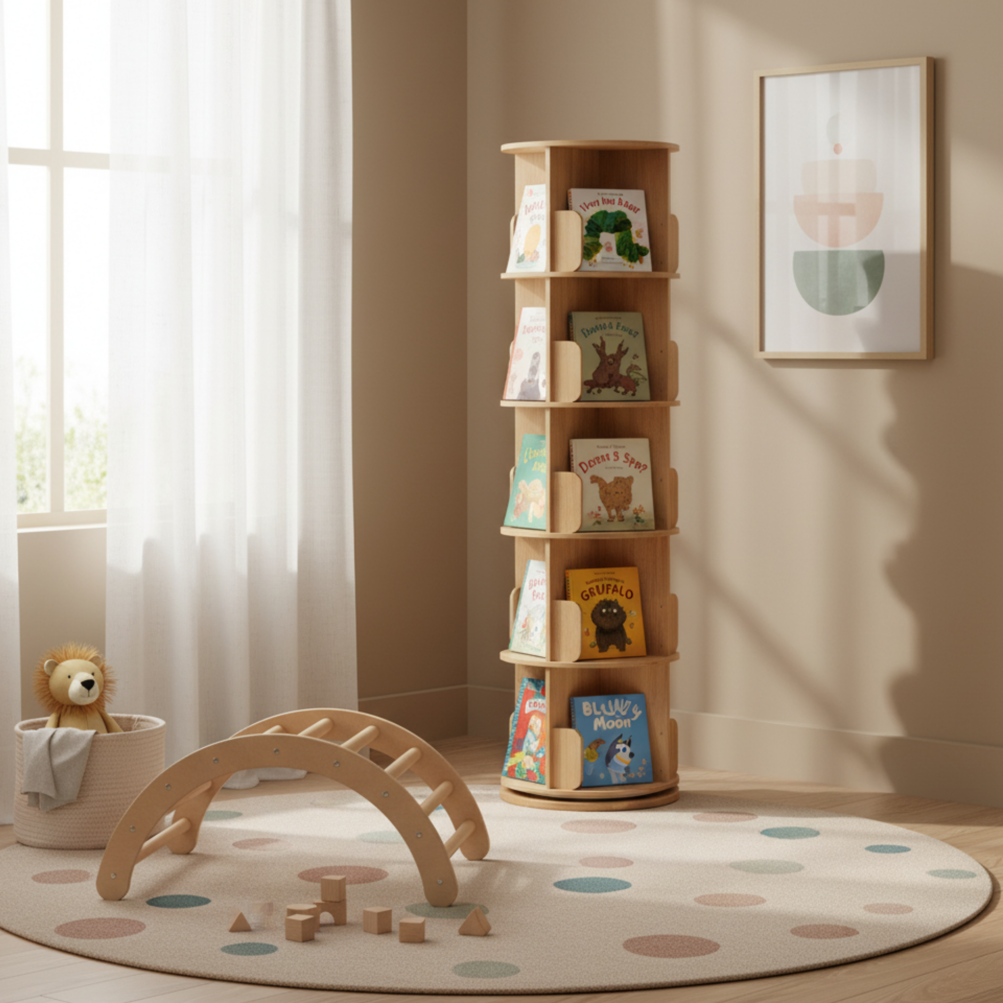 Solidwood Jinova 5-Tier Rotatable Bookshelf