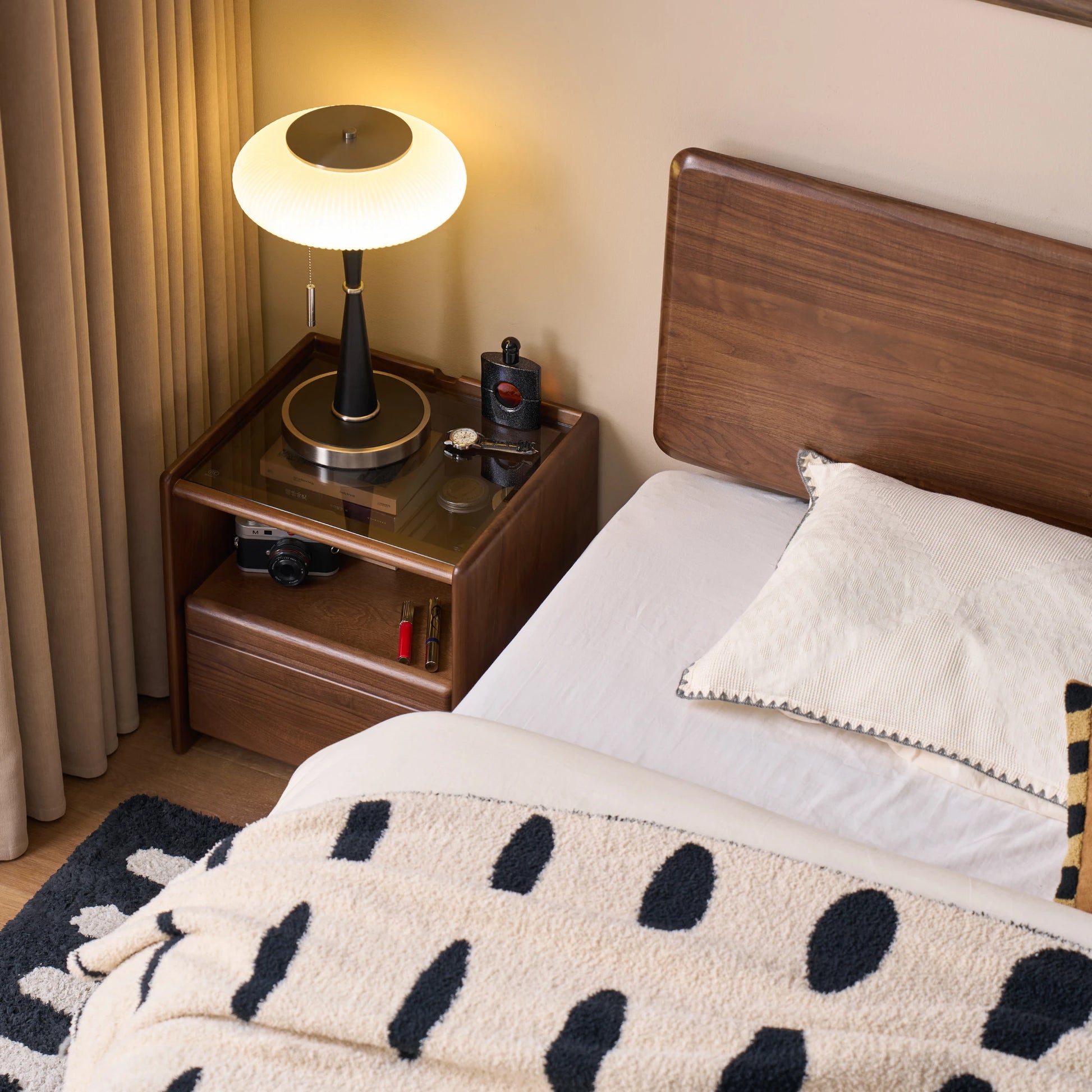 Solidwood Lucca Bedside Table, American Black Walnut