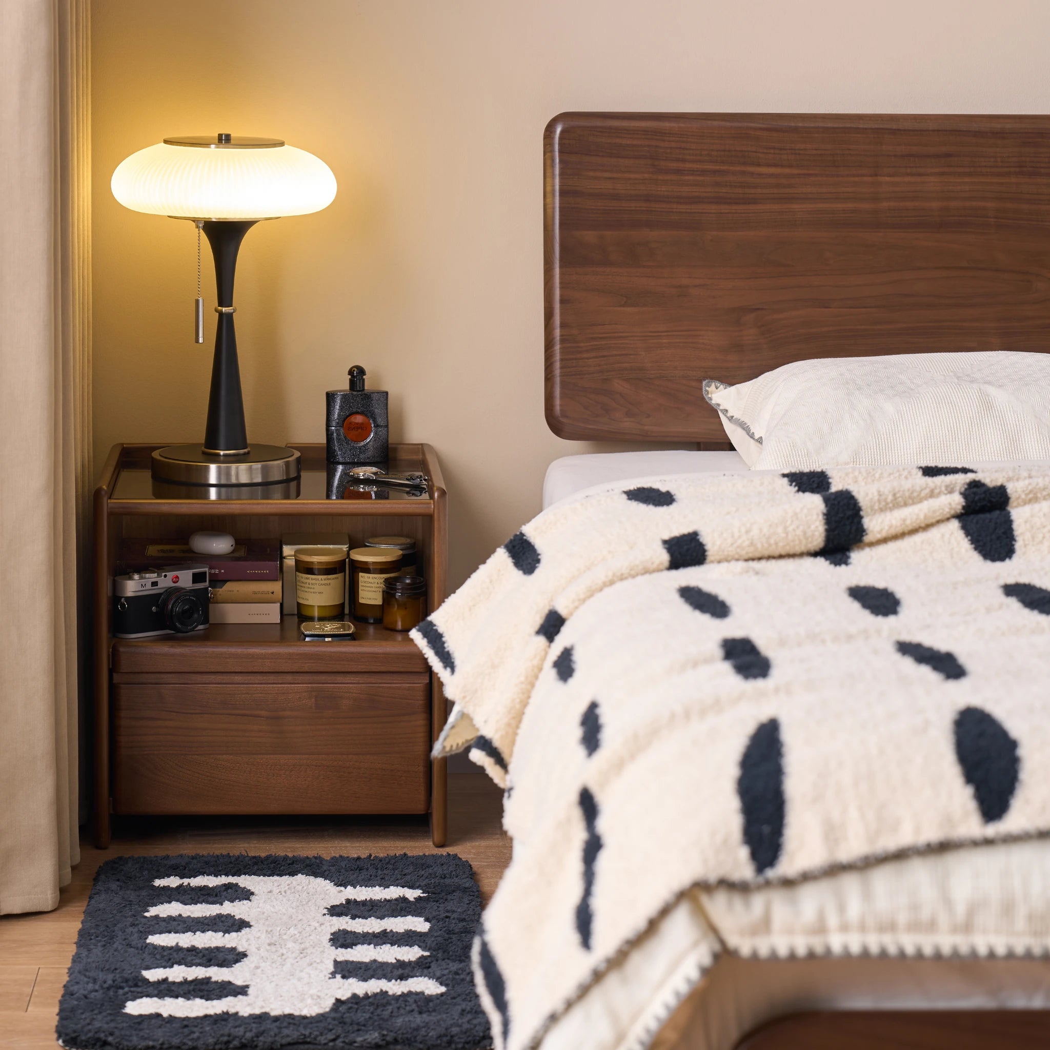 Solidwood Lucca Bedside Table, American Black Walnut