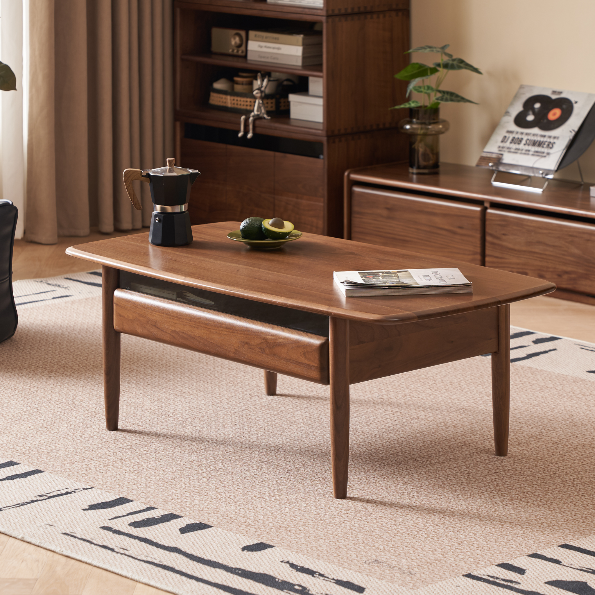 Solidwood Lucca Coffee Table, American Black Walnut