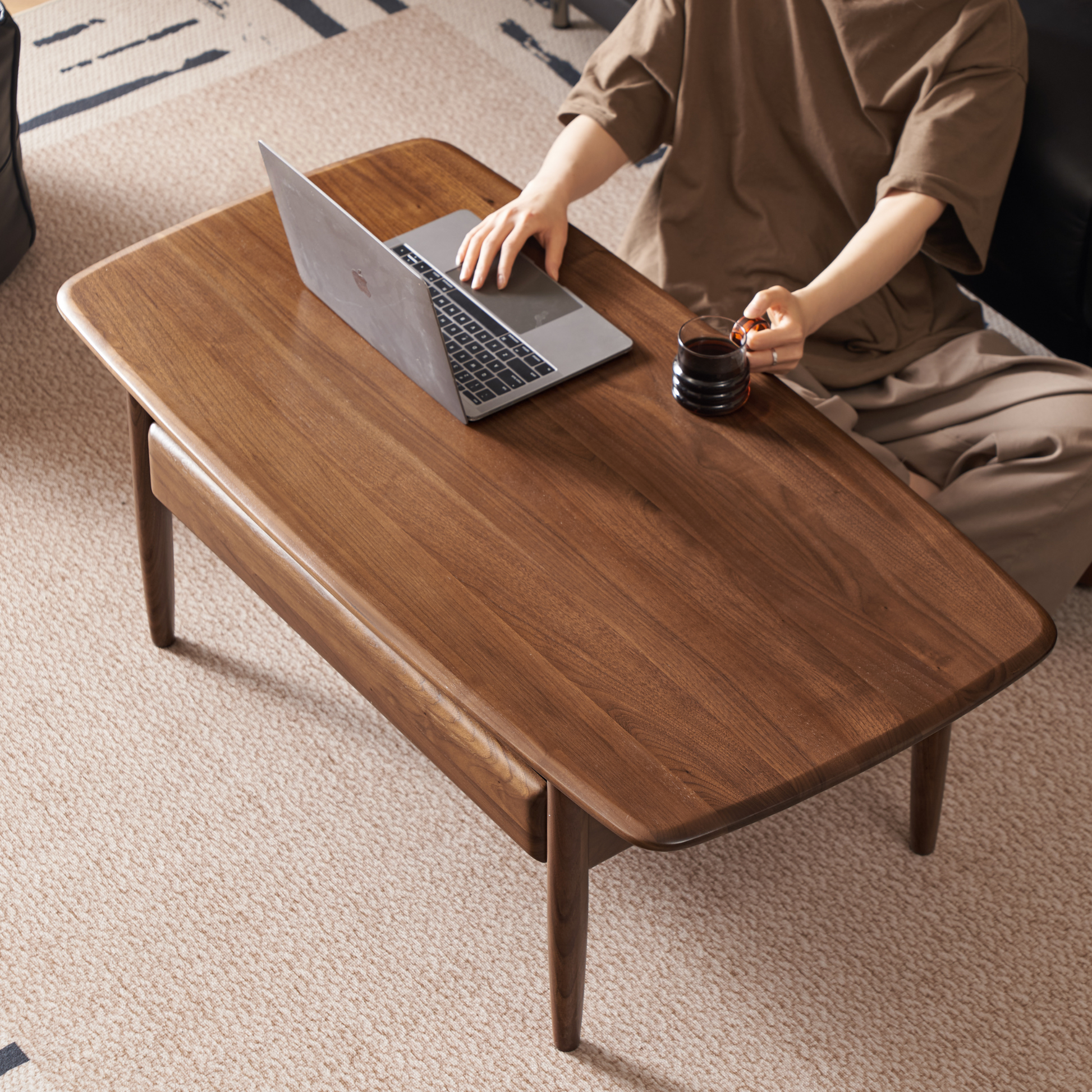 Solidwood Lucca Coffee Table, American Black Walnut