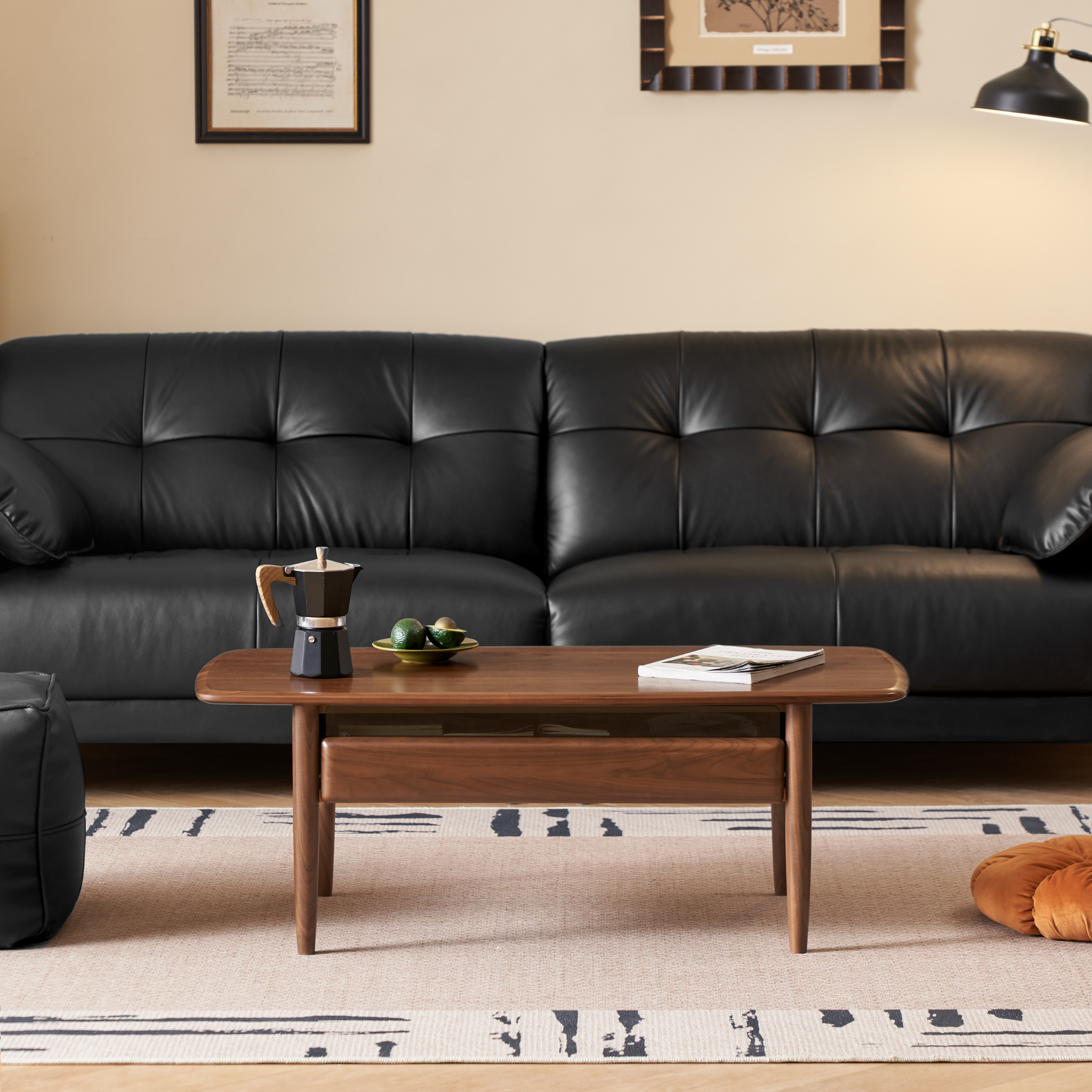 Solidwood Lucca Coffee Table, American Black Walnut