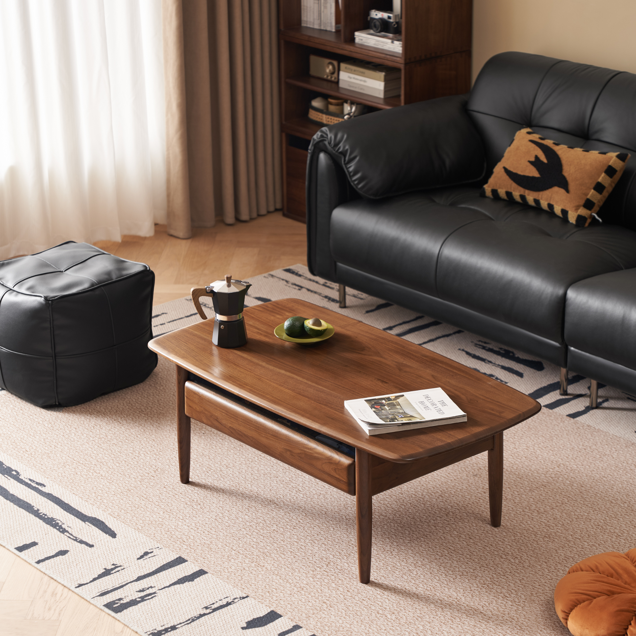 Solidwood Lucca Coffee Table, American Black Walnut