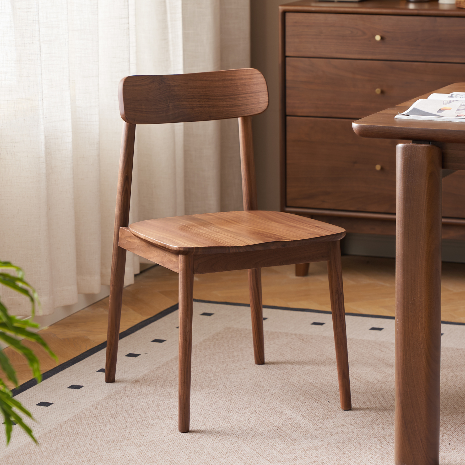 Solidwood Lucca Dining Chair, American Black Walnut, Set of 2