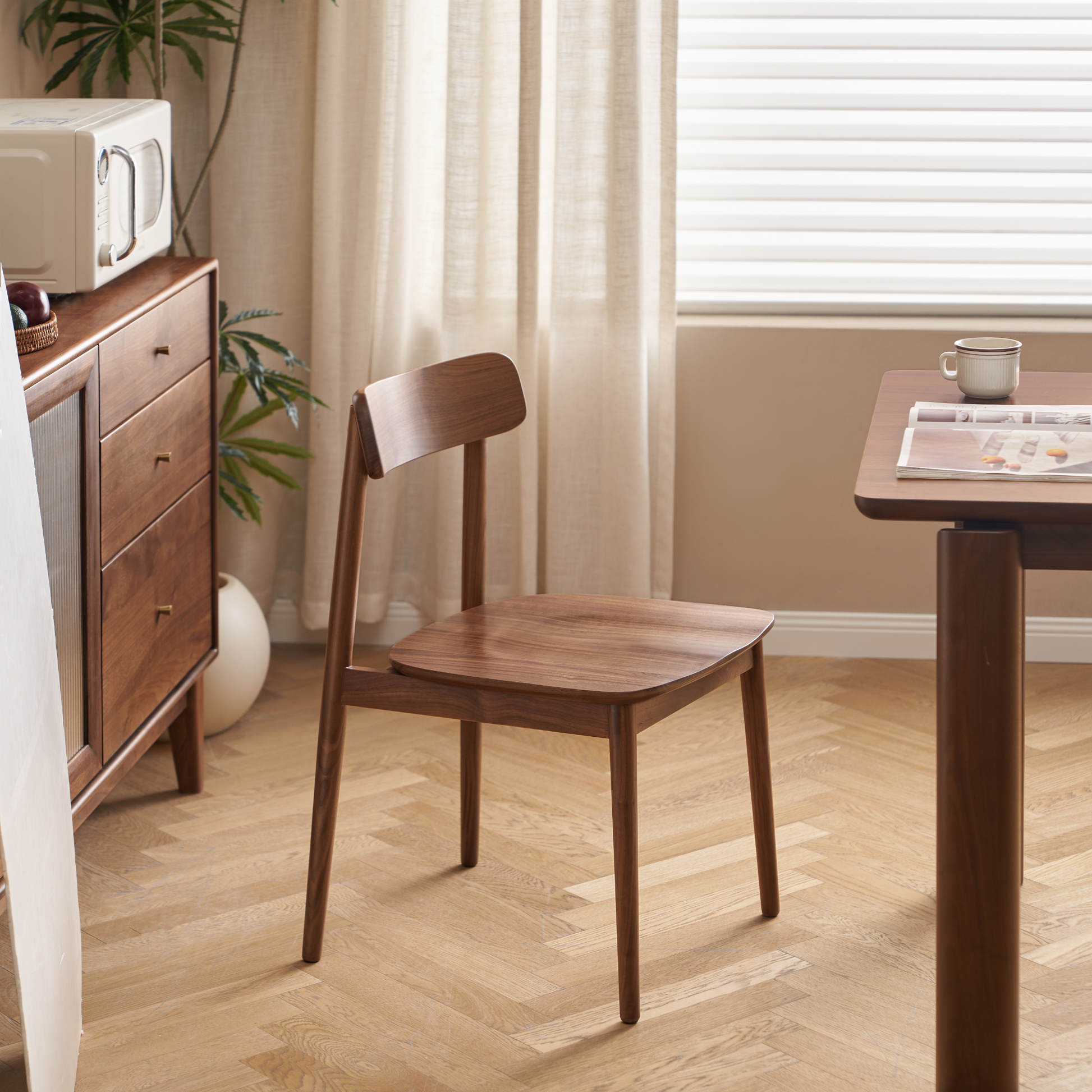 Solidwood Lucca Dining Chair, American Black Walnut, Set of 2