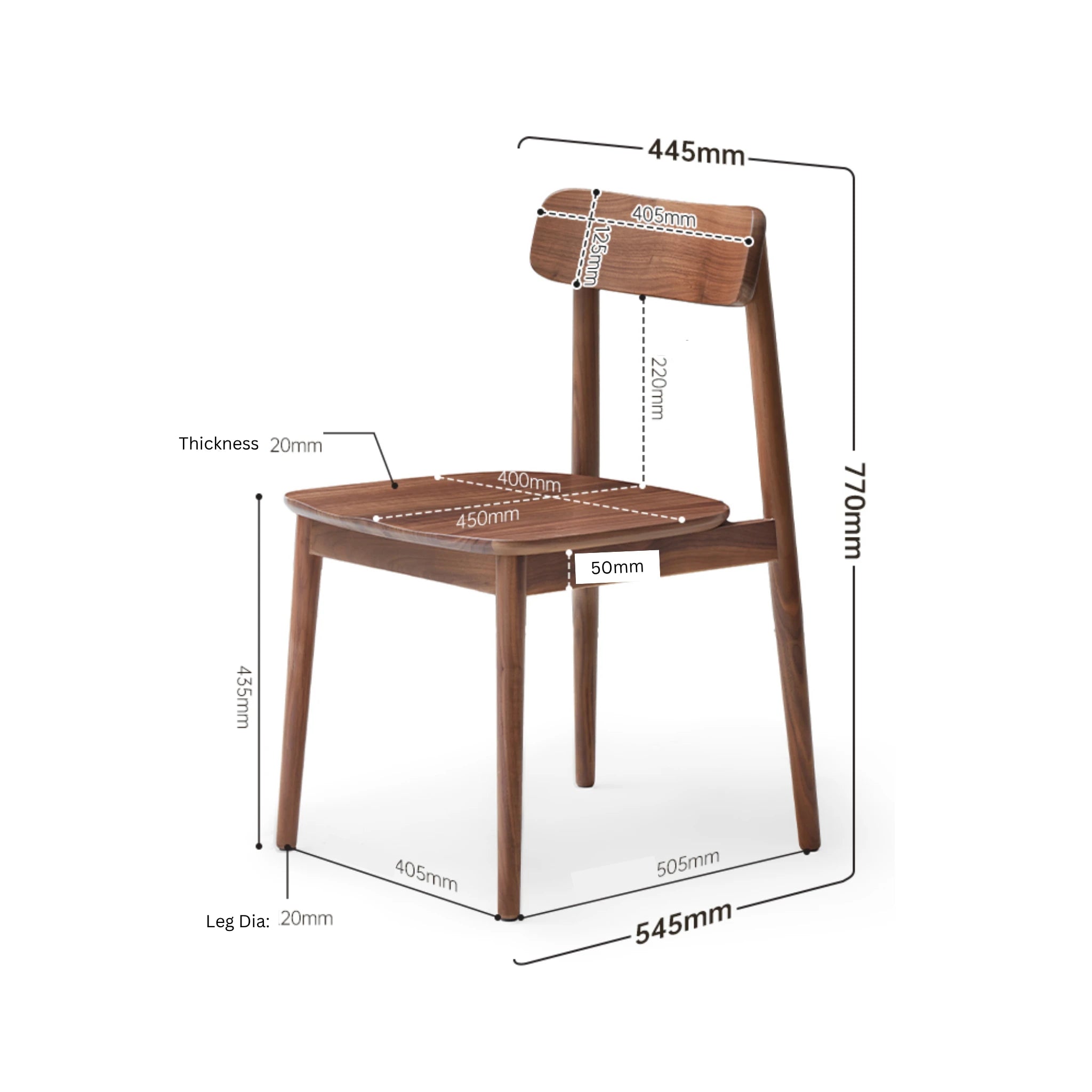 Solidwood Lucca Dining Chair, American Black Walnut, Set of 4