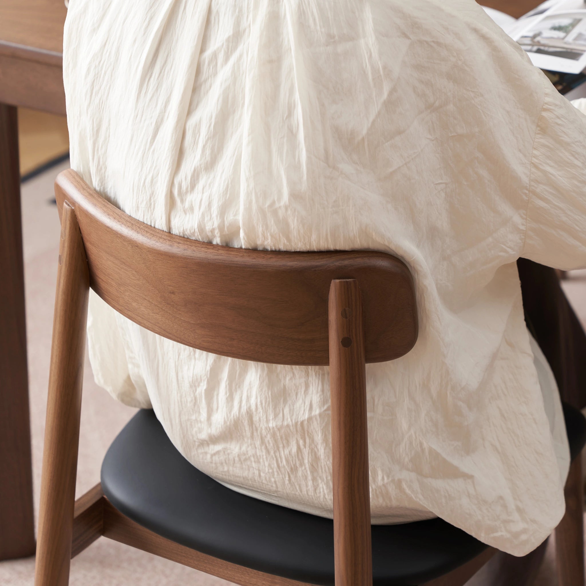 Solidwood Lucca Dining Chair with Seat Cushion, American Black Walnut, Set of 4