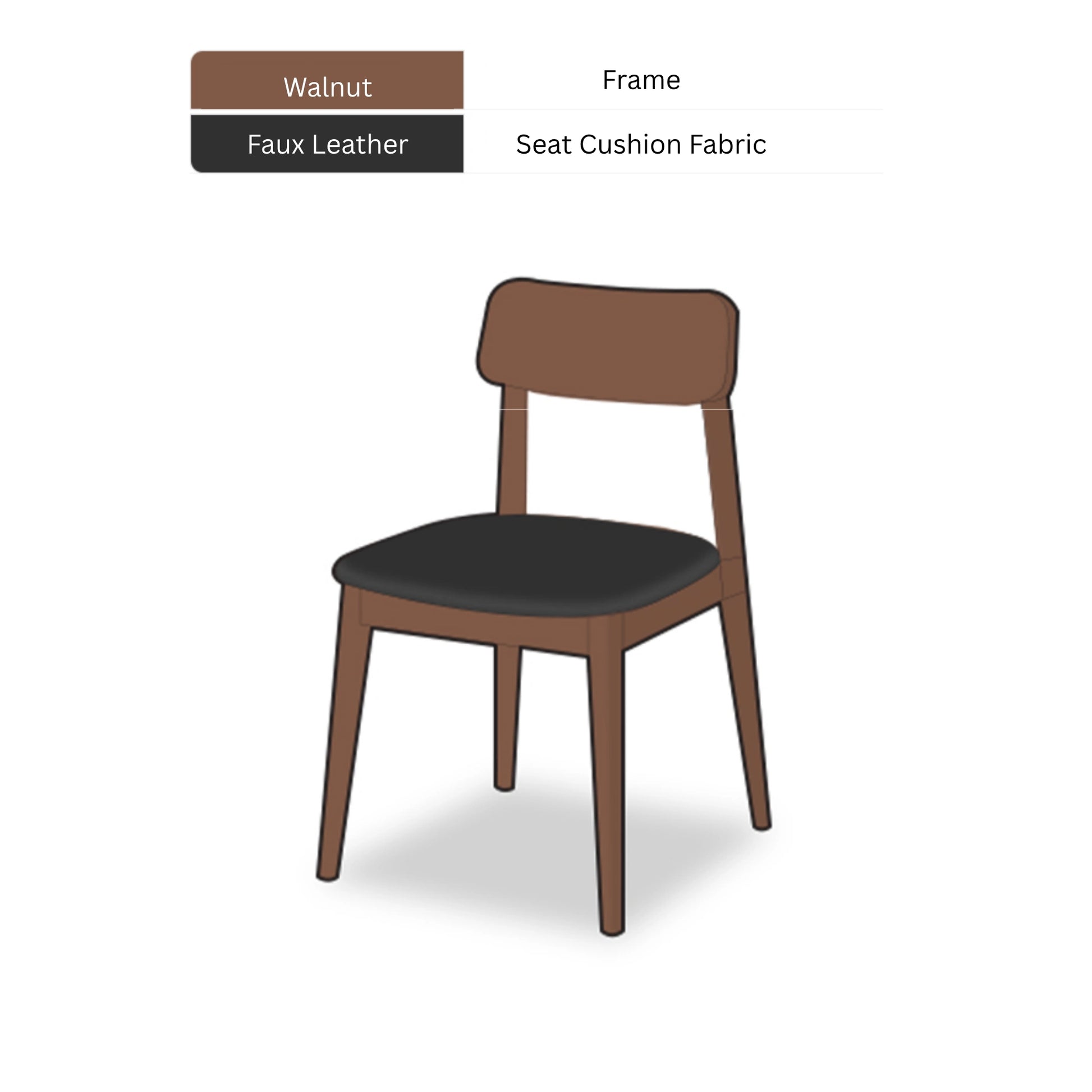 Solidwood Lucca Dining Chair with Seat Cushion, American Black Walnut, Set of 4