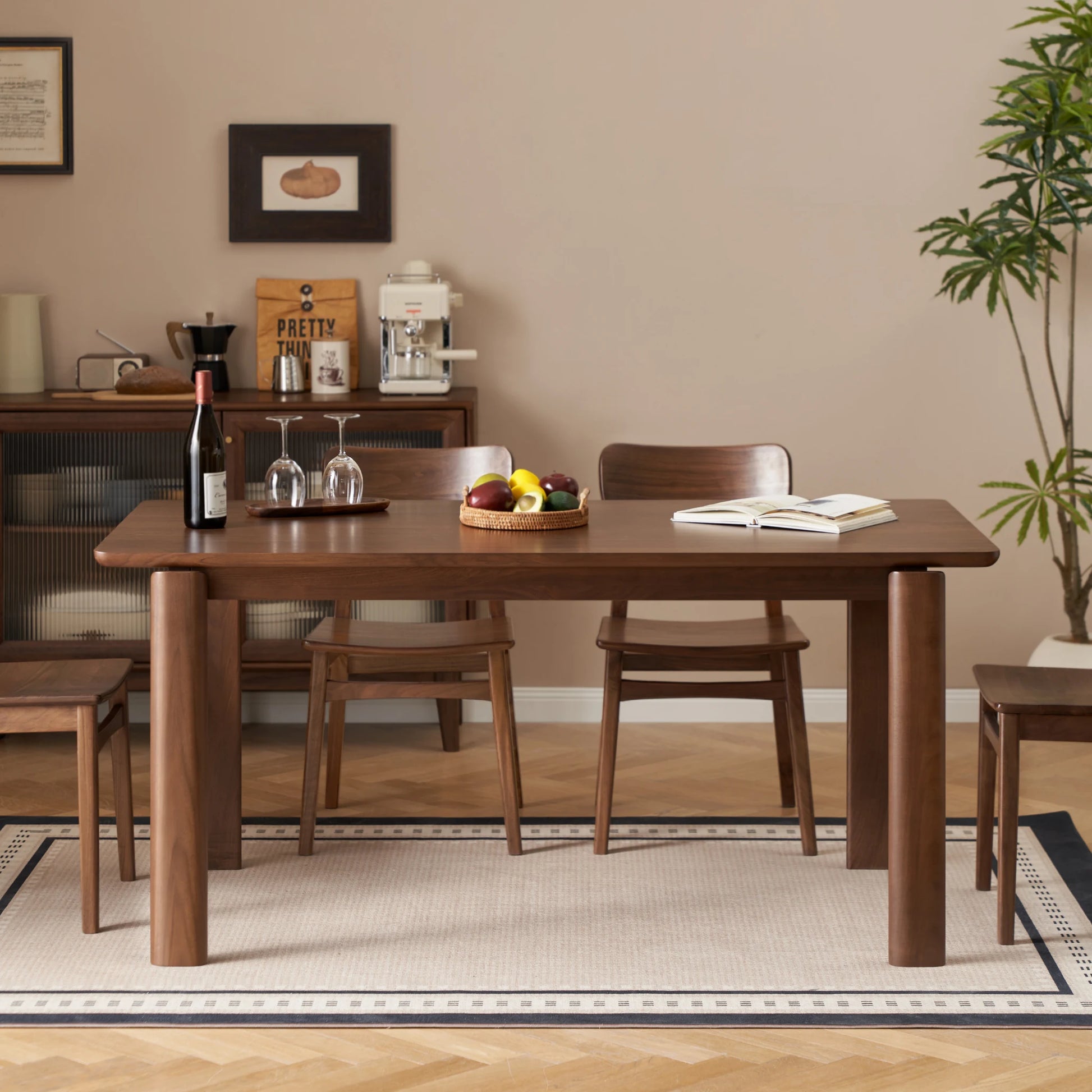 Solidwood Lucca Dining Table, American Black Walnut