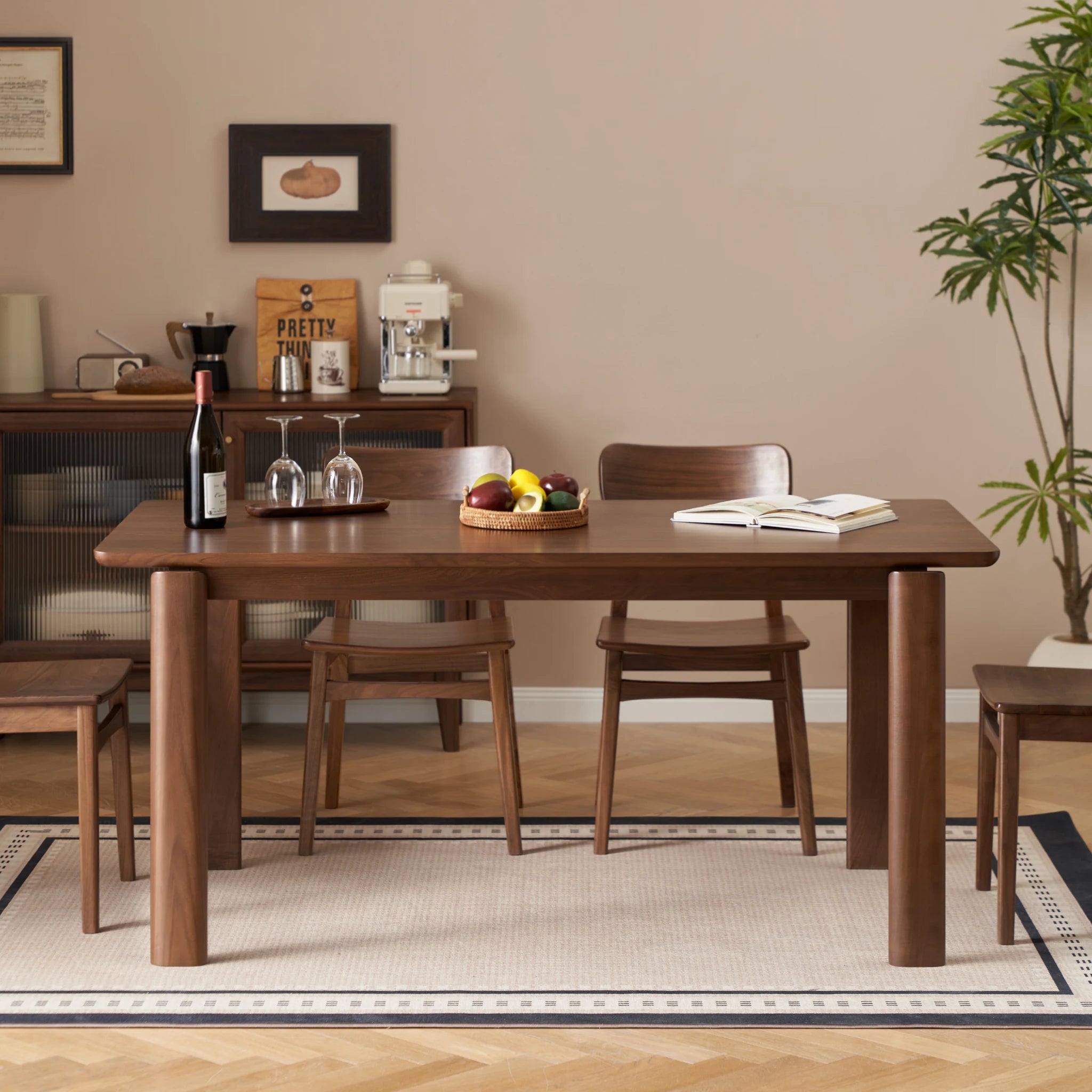 Solidwood Lucca Dining Table, American Black Walnut