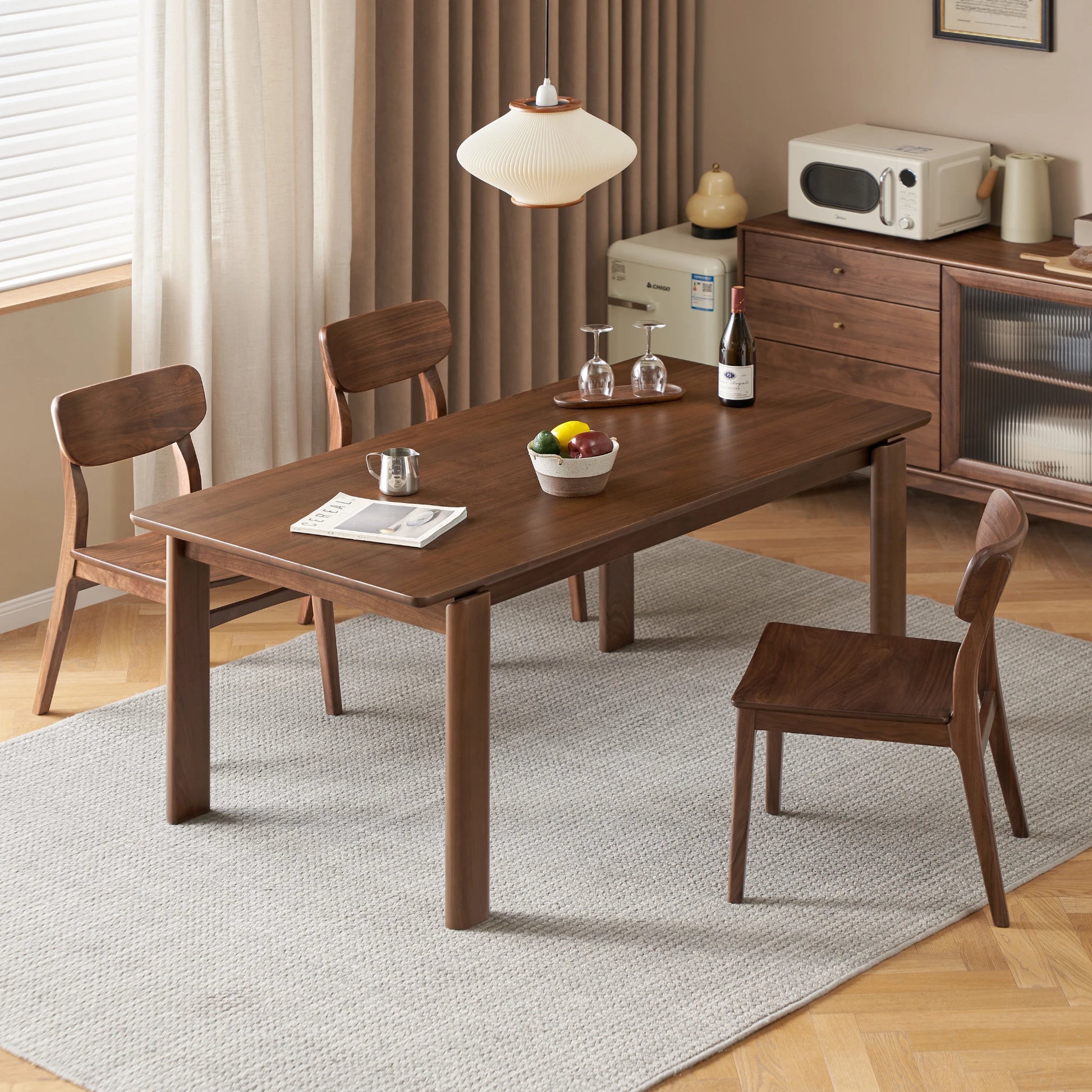 Solidwood Lucca Dining Table, American Black Walnut