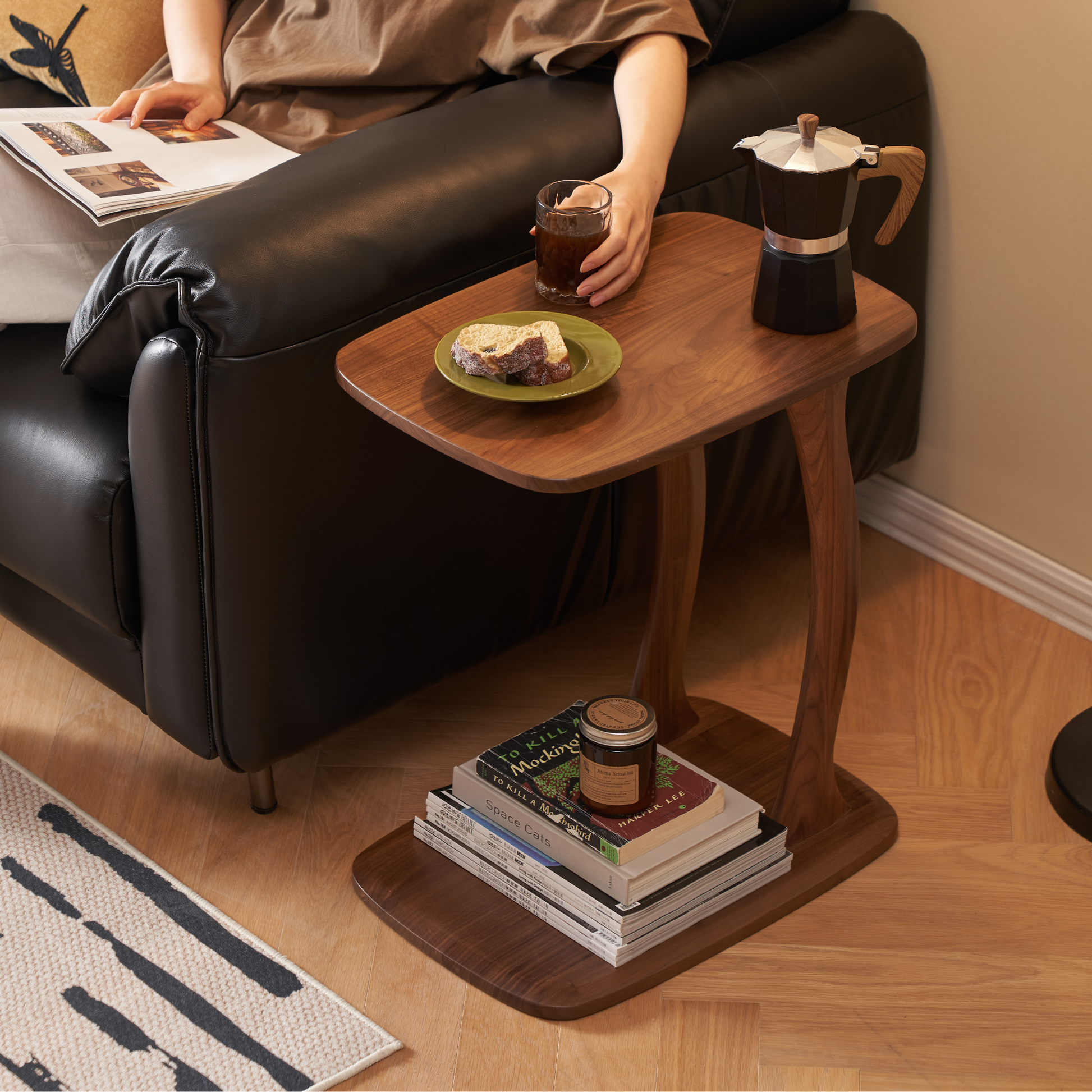 Solidwood Lucca Side Table, American Black Walnut, Small