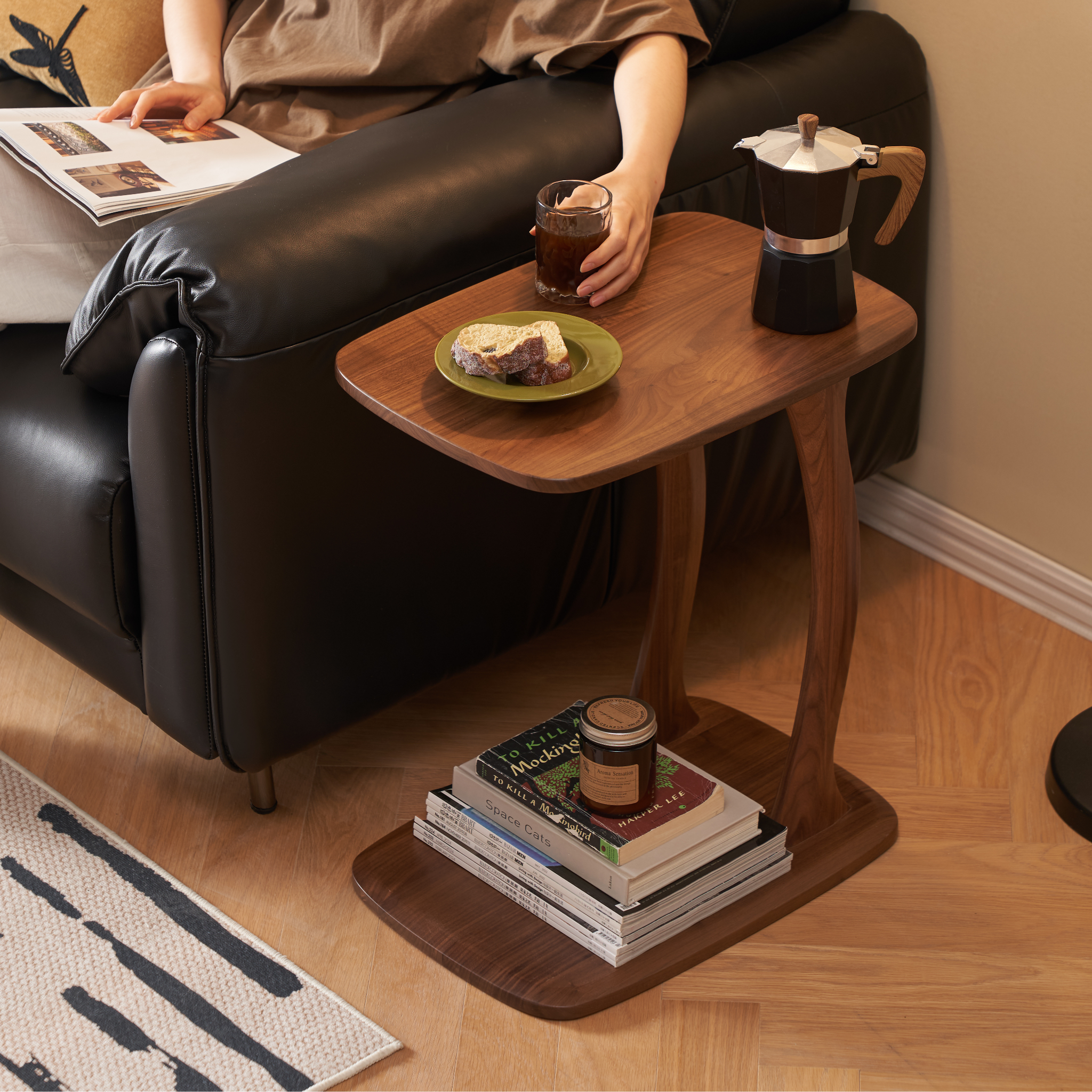 Solidwood Lucca Side Table, American Black Walnut, Small