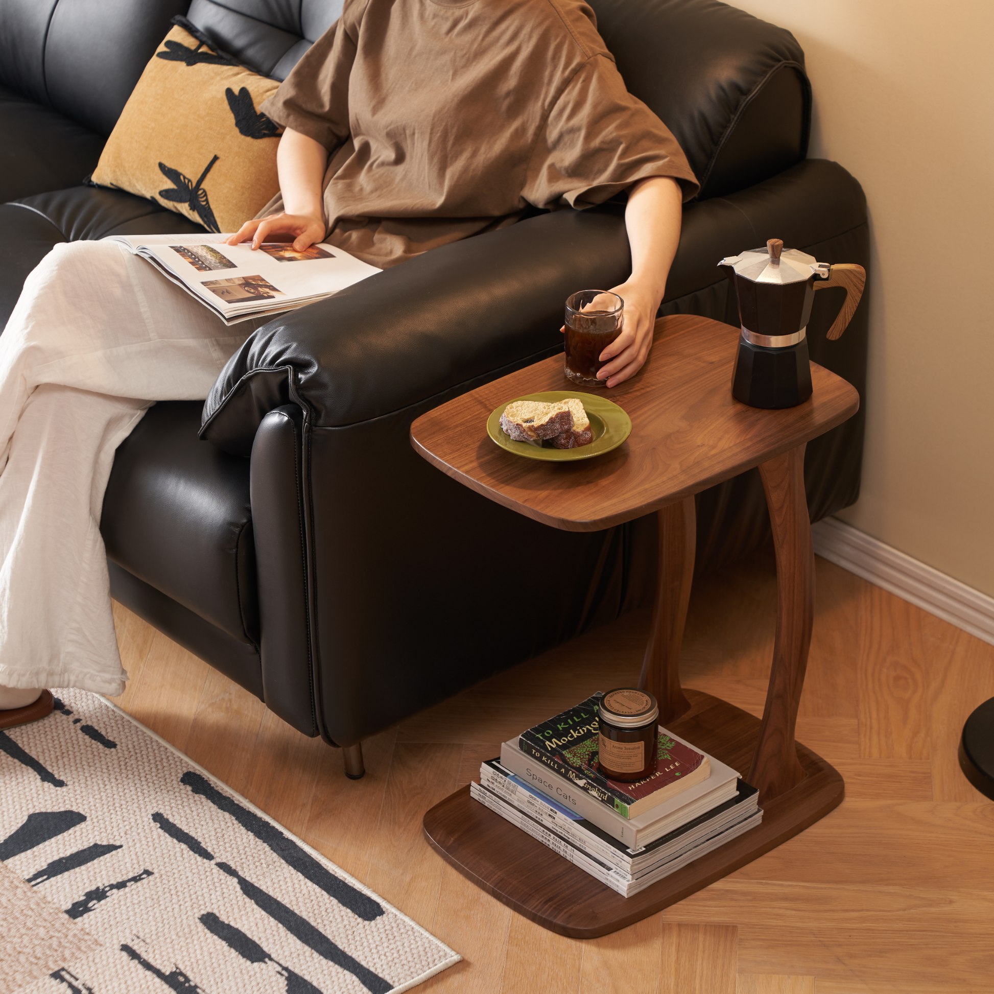 Solidwood Lucca Side Table, American Black Walnut, Small