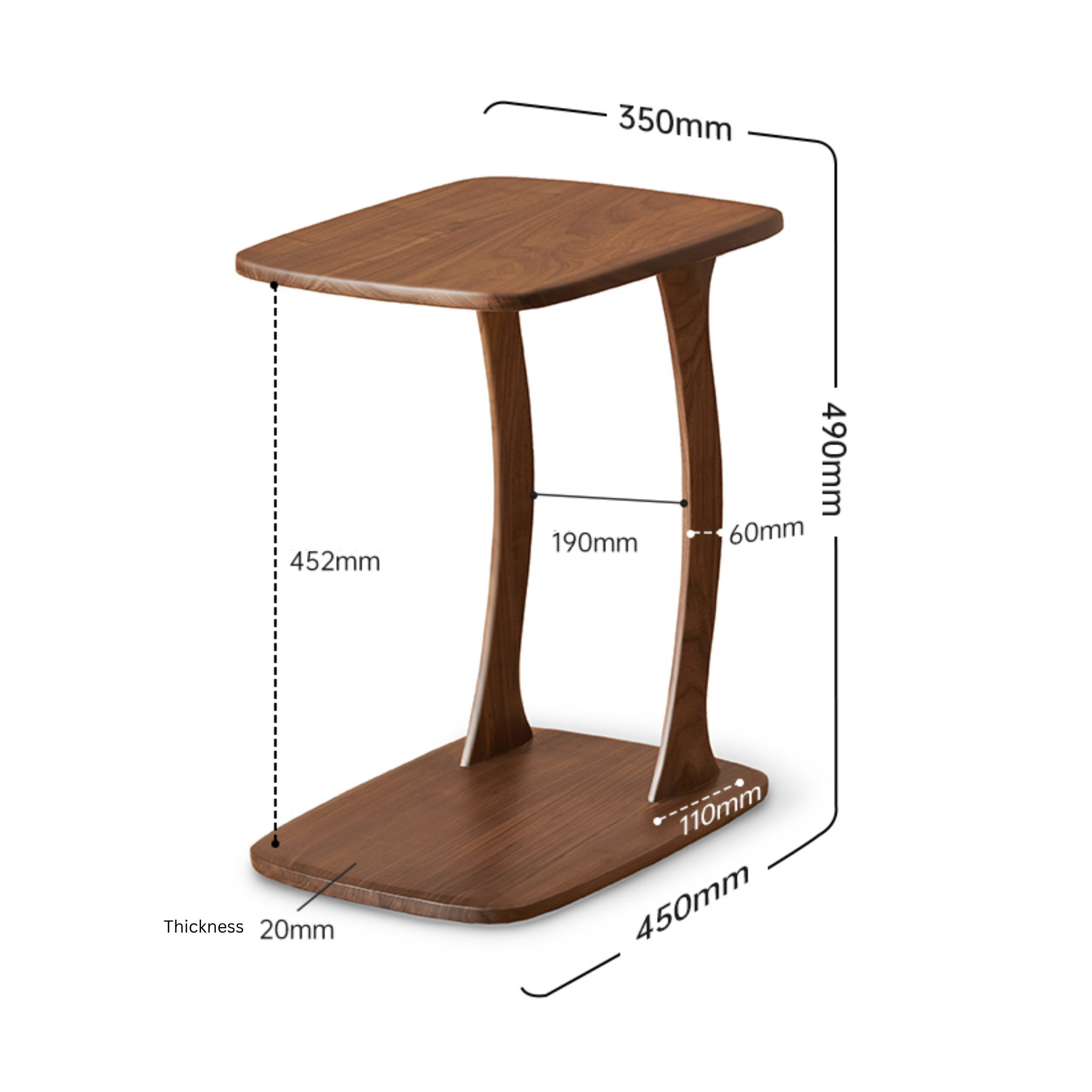 Solidwood Lucca Side Table, American Black Walnut, Small