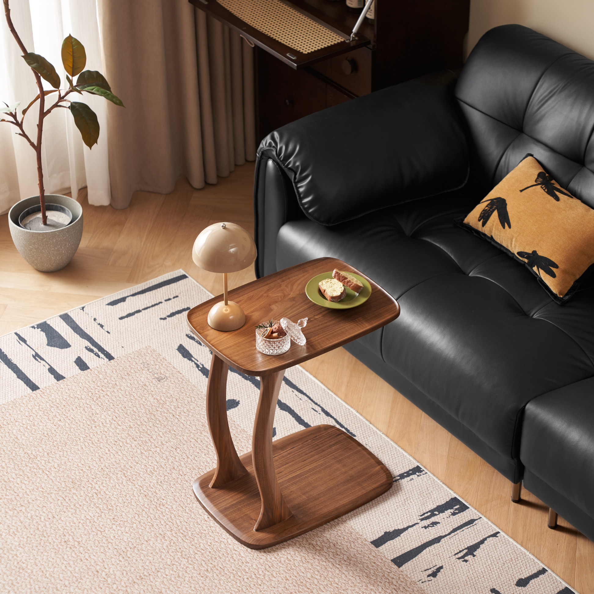 Solidwood Lucca Side Table, American Black Walnut, Large