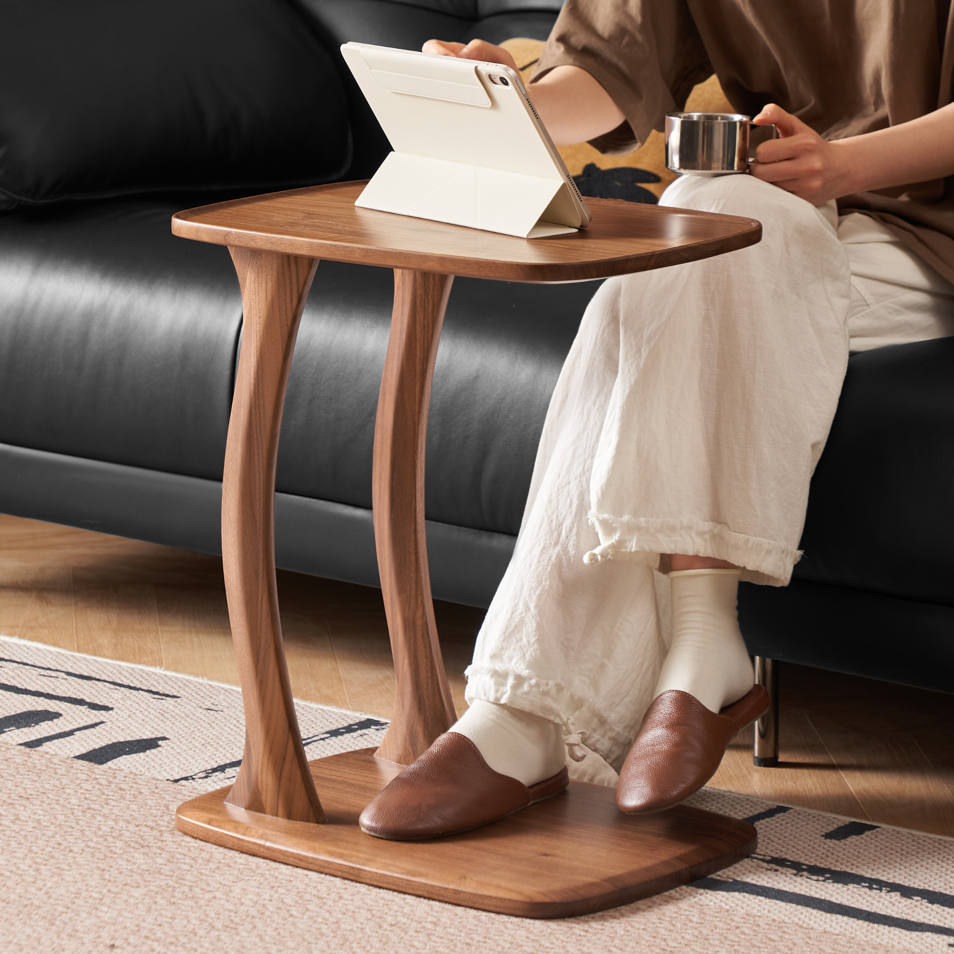 Solidwood Lucca Side Table, American Black Walnut, Large