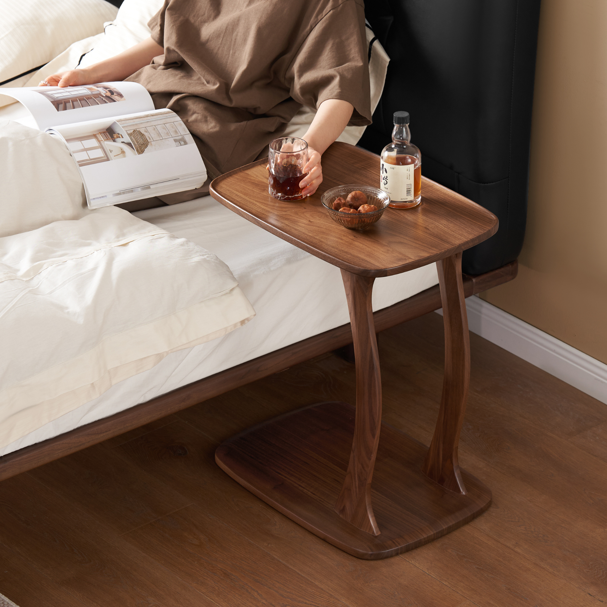 Solidwood Lucca Side Table, American Black Walnut, Large